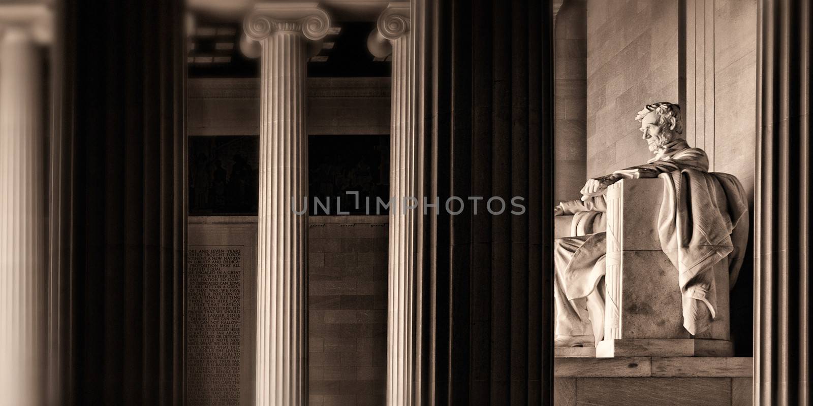 The Lincoln Memorial stands at the west end of the National Mall as a neoclassical monument to the 16th President.