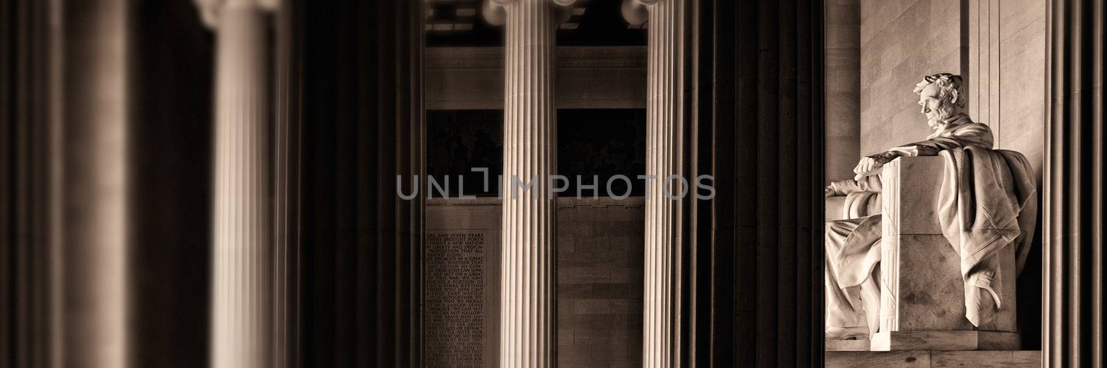 The Lincoln Memorial stands at the west end of the National Mall as a neoclassical monument to the 16th President.