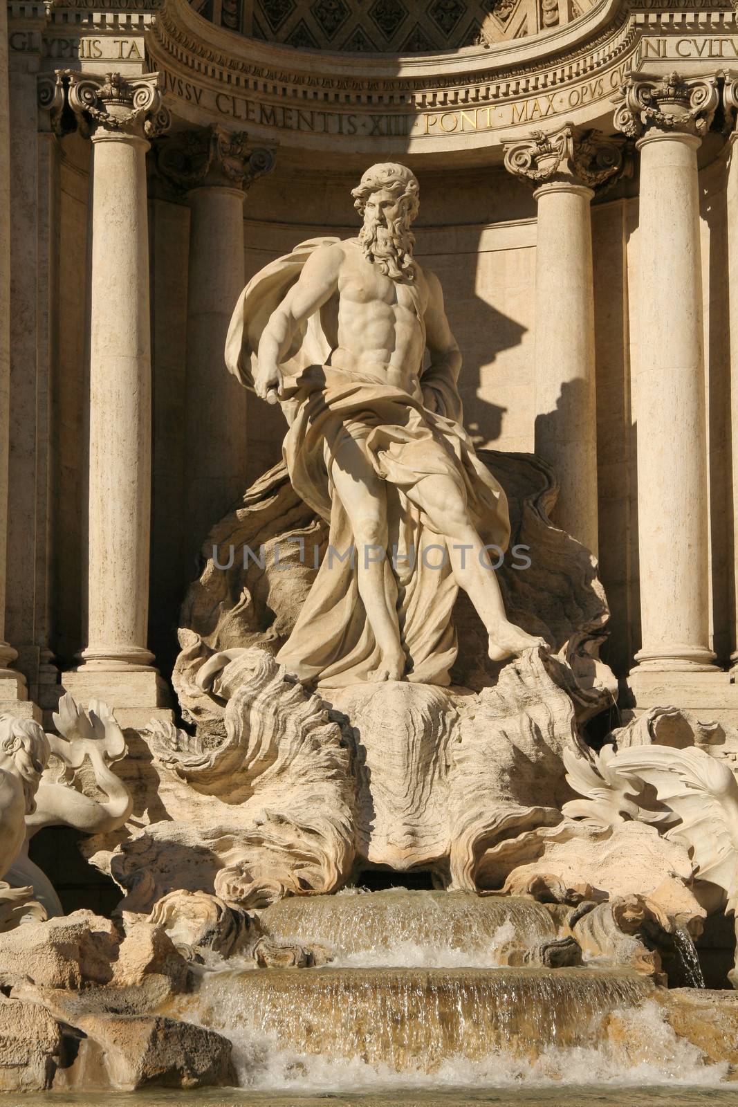 Detail of the Fontana di Trevi in Rome, Italy.