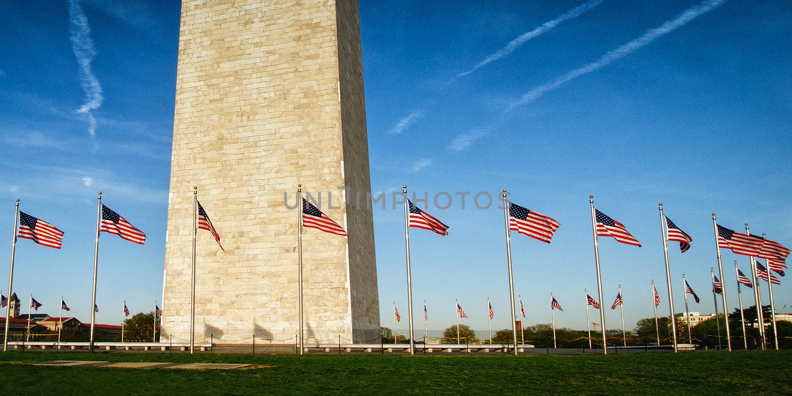 Low angle view of Washington Monument, Washington DC, USA