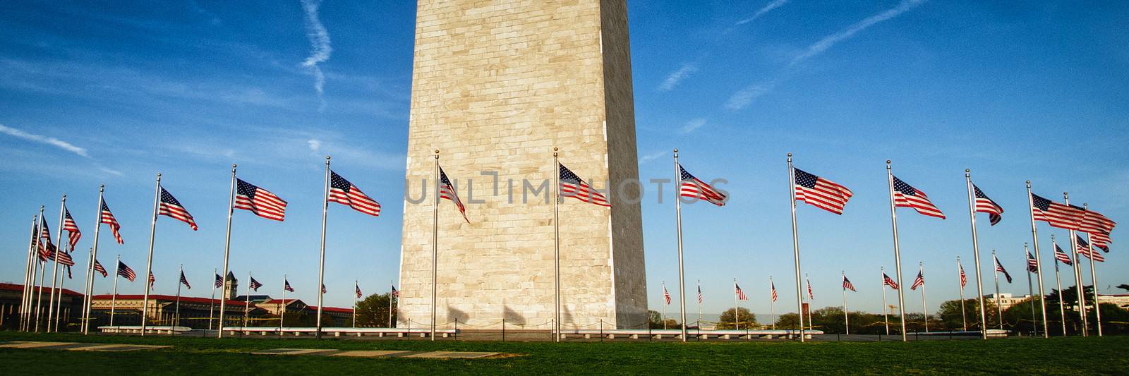 Low angle view of Washington Monument, Washington DC, USA