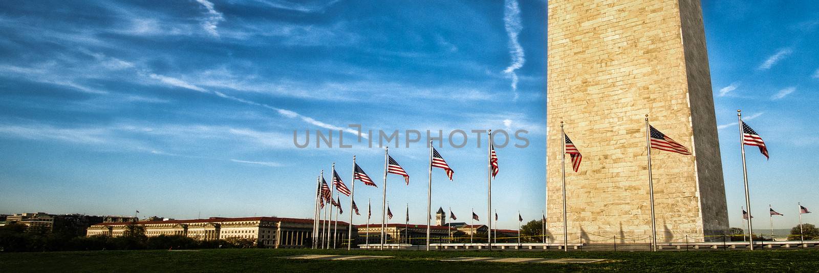 Low angle view of Washington Monument, Washington DC, USA