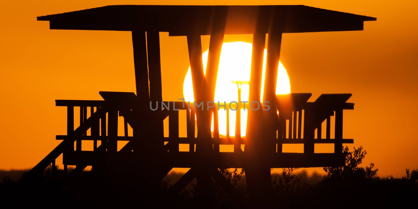 Silhouette of a watchtower, Merritt Island, Titusville, Brevard County, Florida, USA