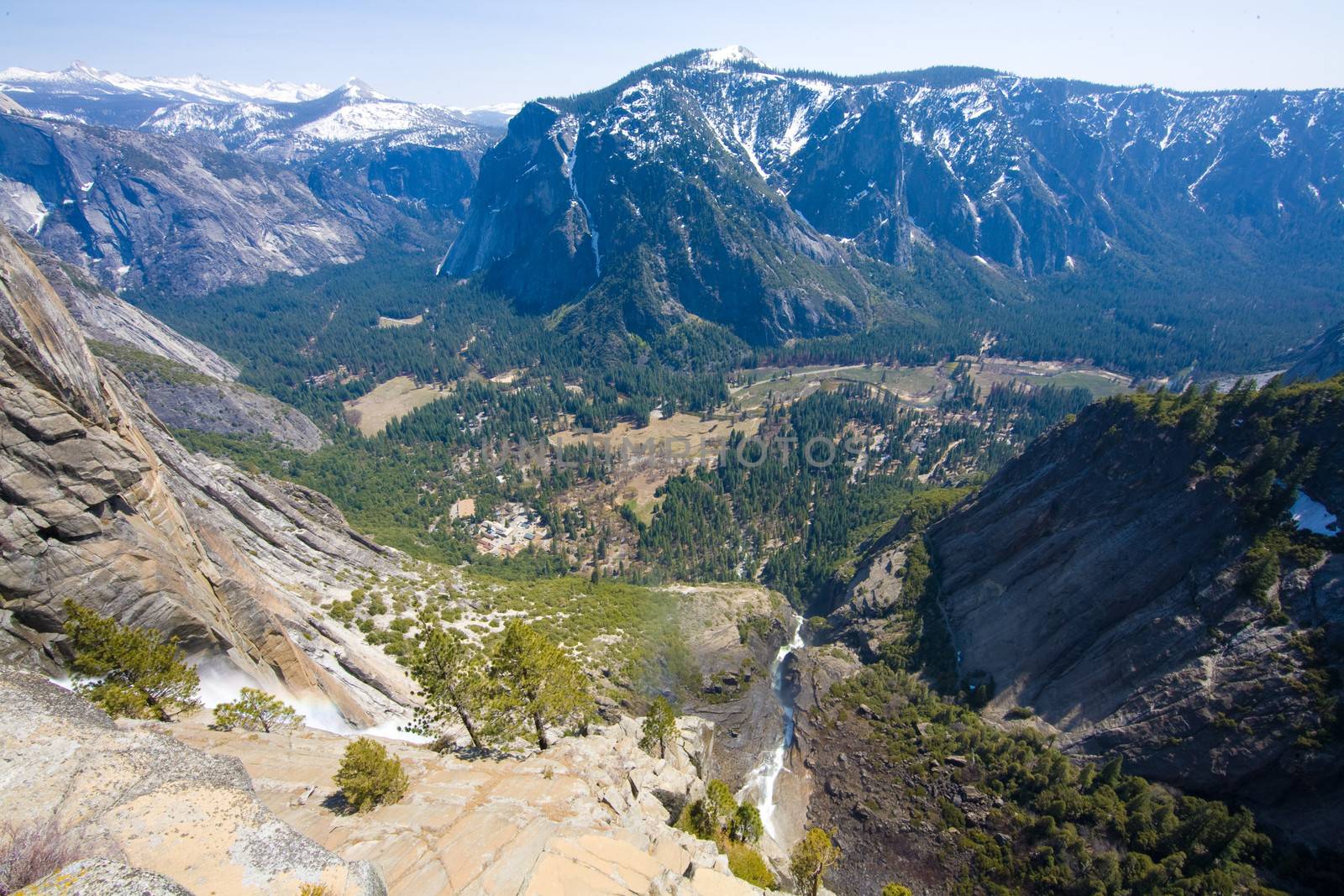Aerial view of a valley, Yosemite Falls, Yosemite Valley, Yosemite National Park, California, USA