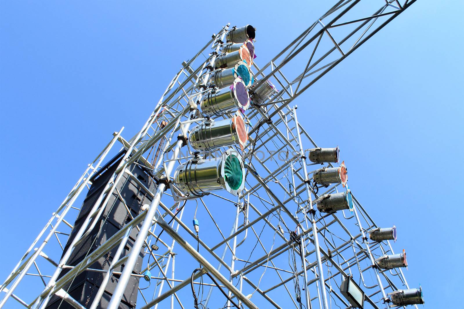 Stage lights at an outdoor concert