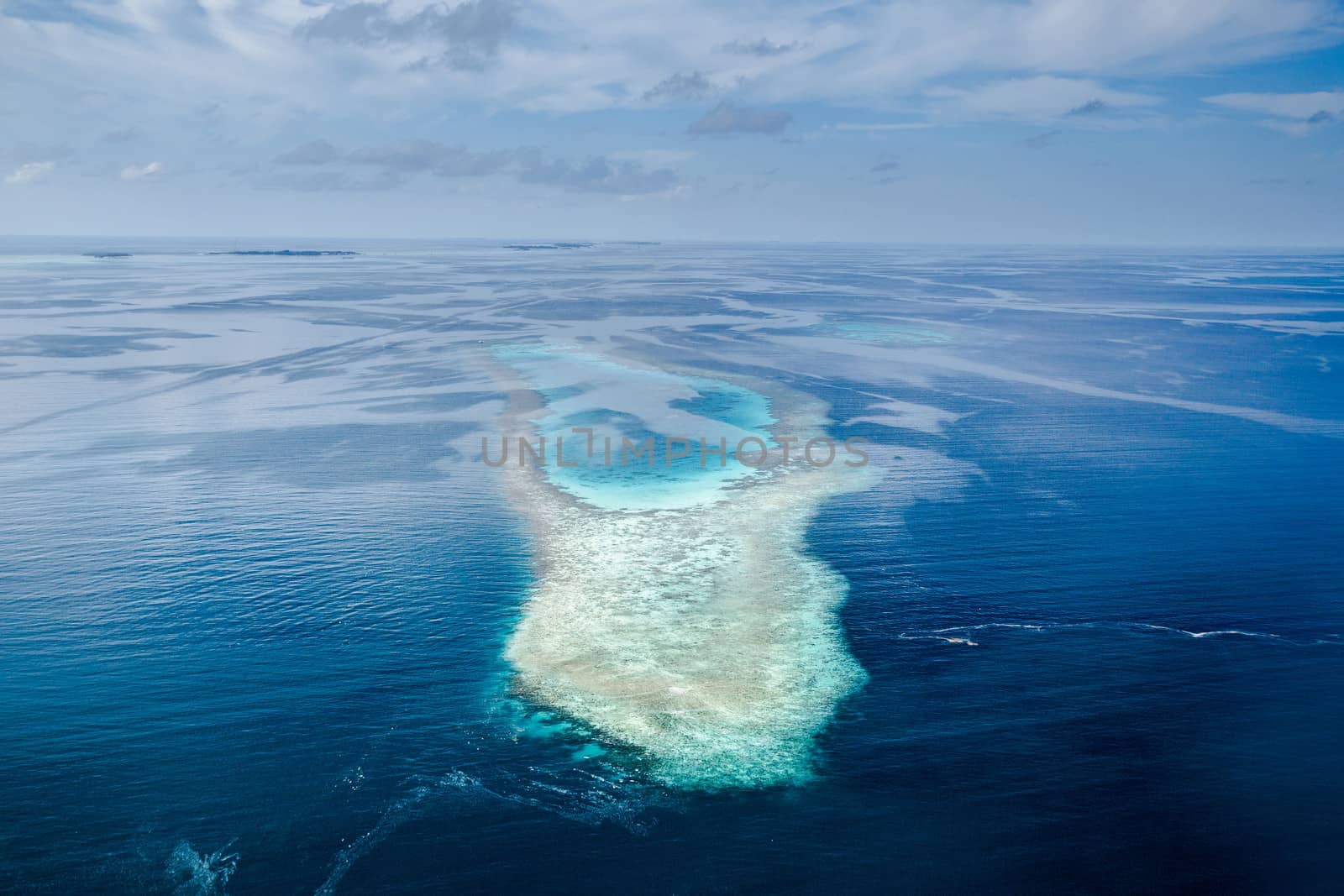 Maldives island view from air by klemenr