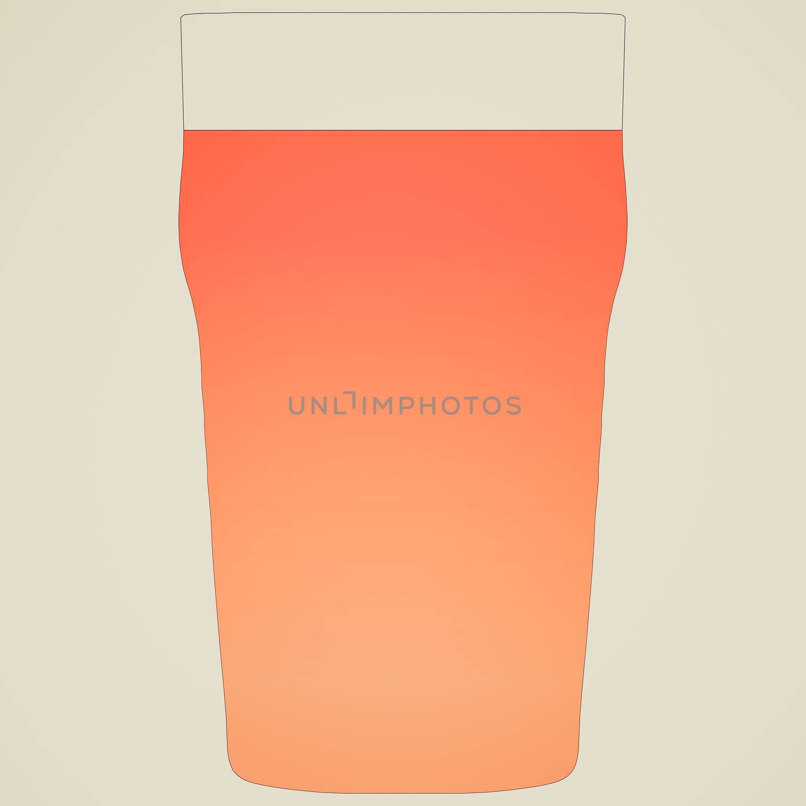 Retro looking Illustration of a pint of bitter beer