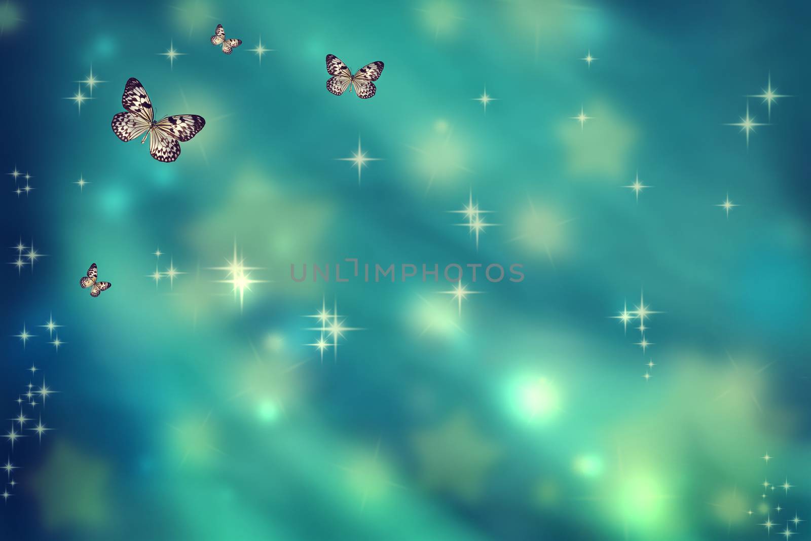 Rice Paper butterflies on a teal background