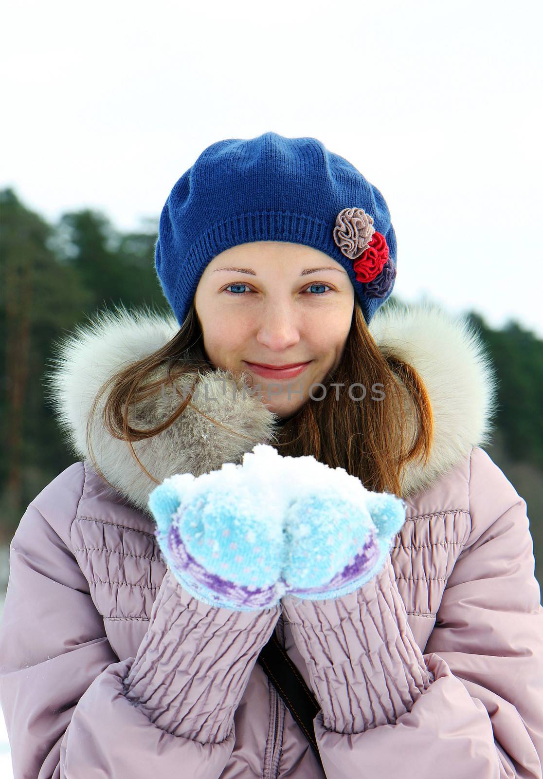 Portrait of young woman in winter
