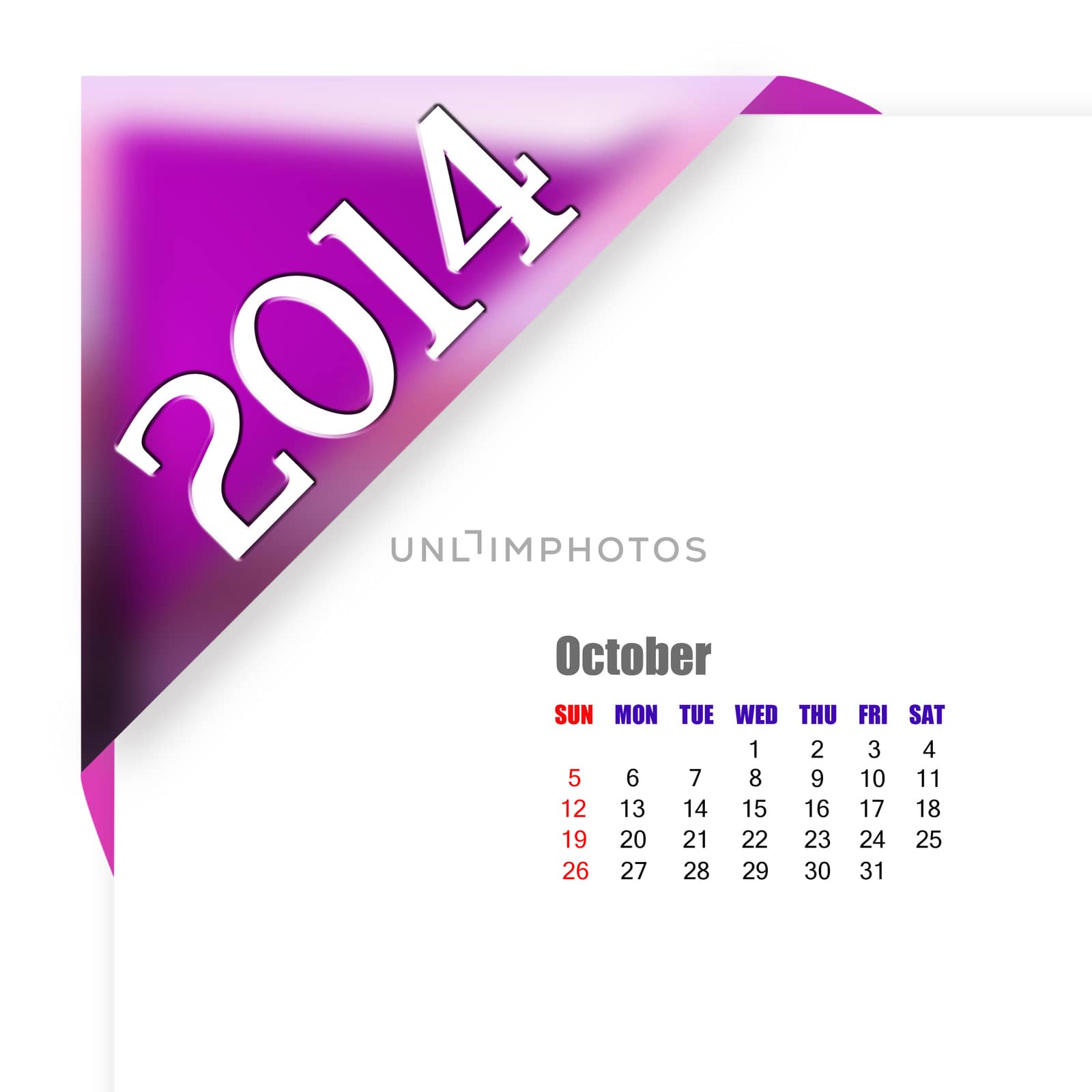 October of 2014 calendar 