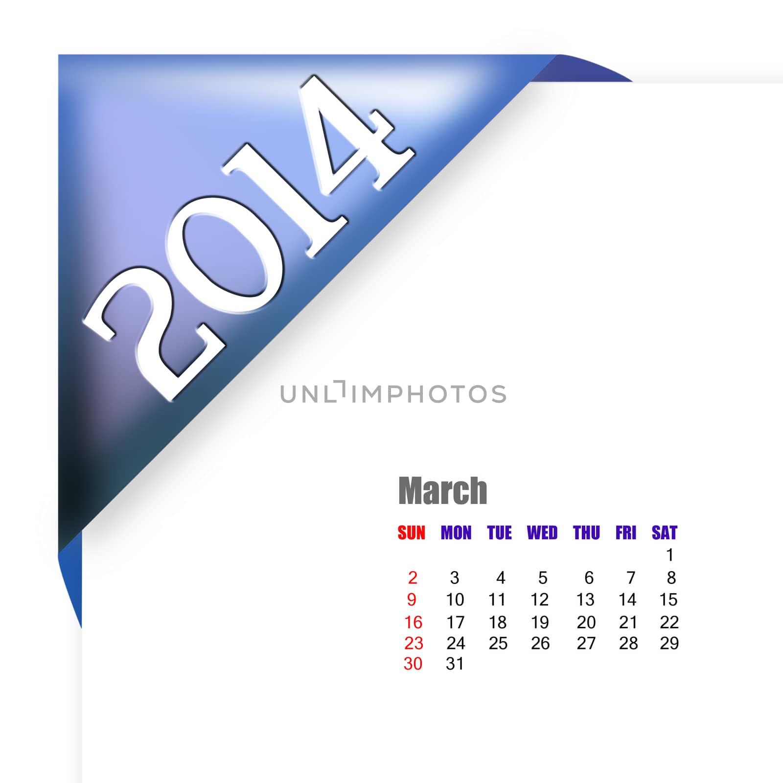 March of 2014 calendar 