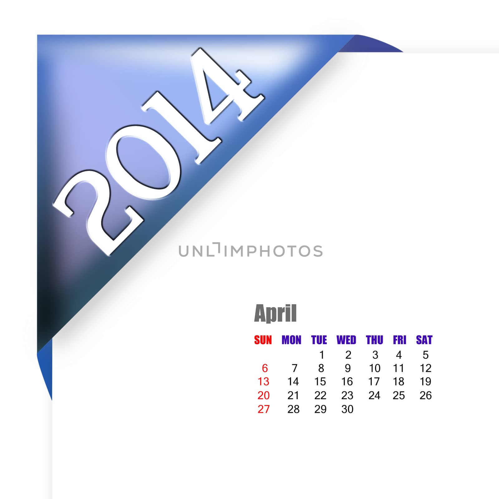 April of 2014 calendar 