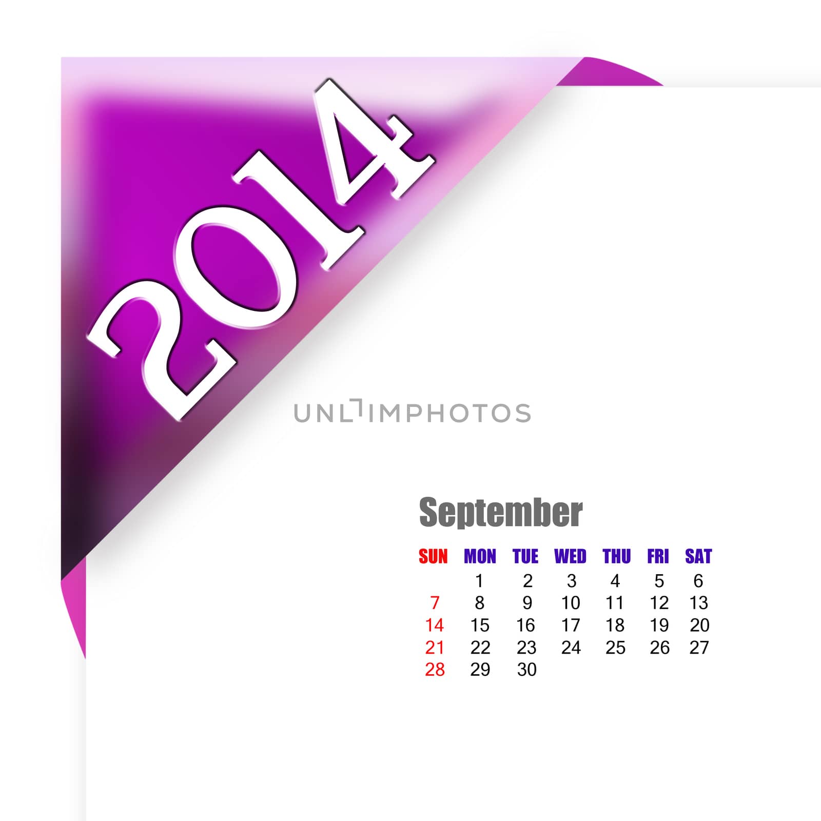 September of 2014 calendar 