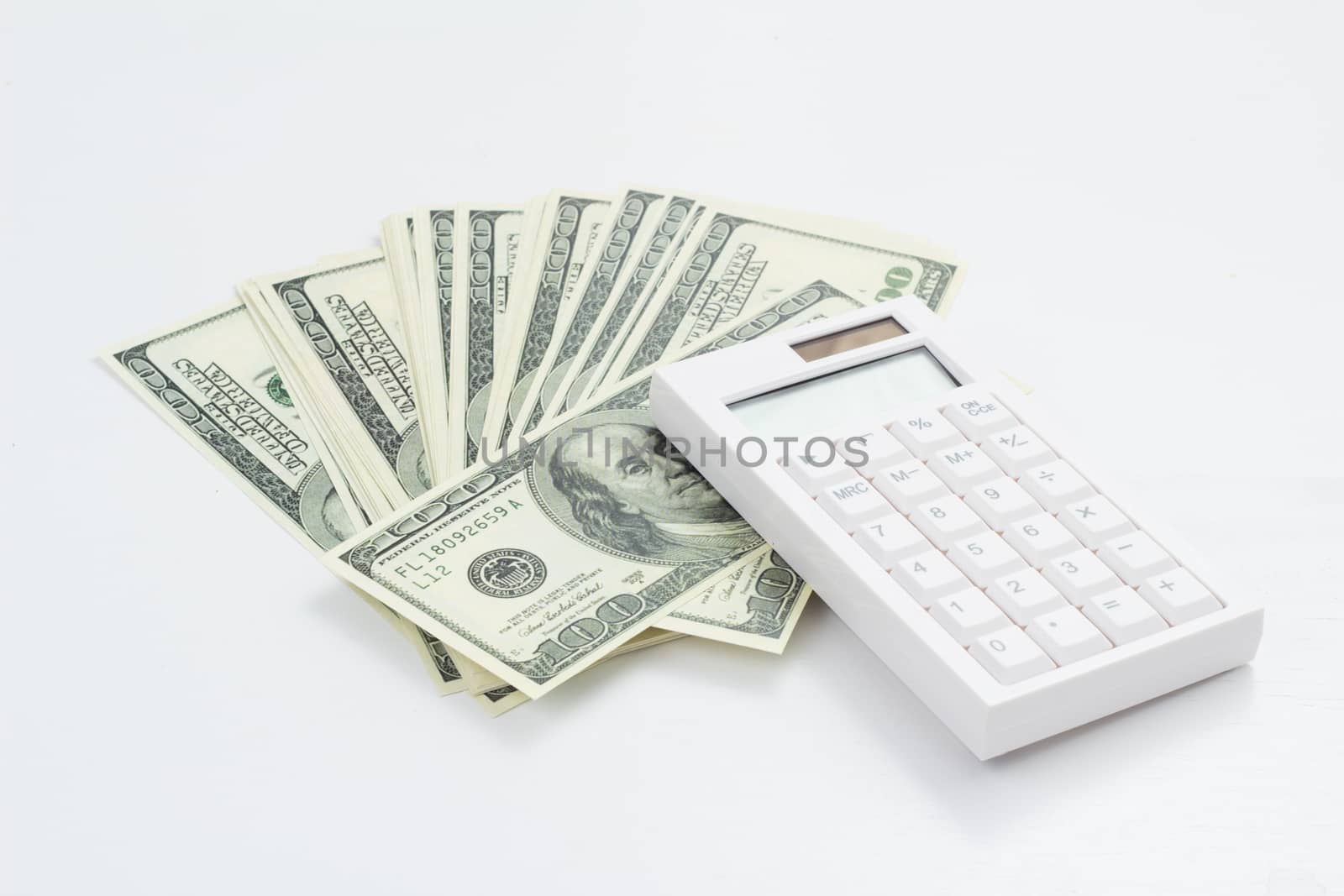 calculator on US bank note