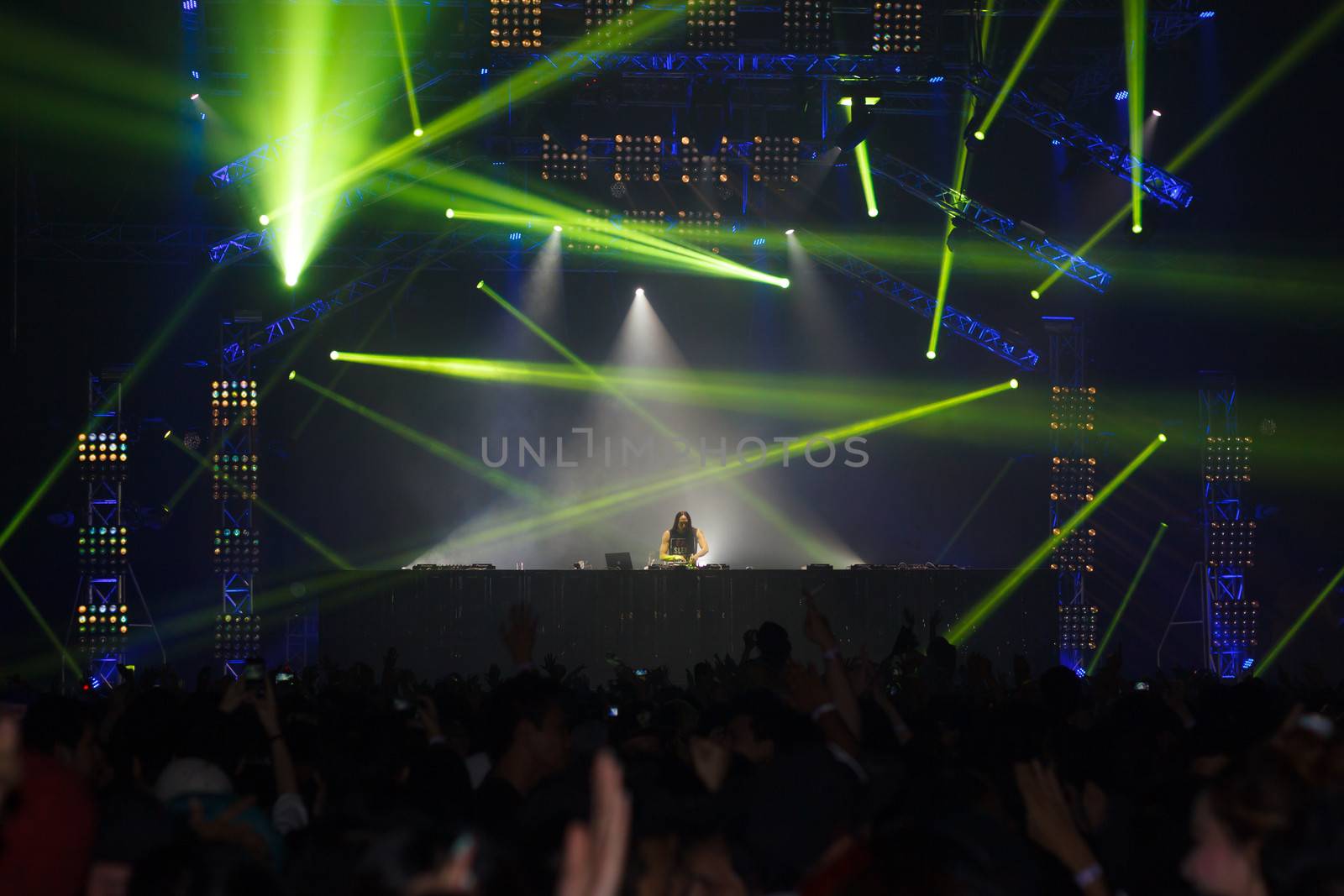 BANGKOK - DECEMBER 9 : STEVE AOKI  show at  808 FESTIVAL 2013, a super-charged international beat buffet that is set to rock the ears dancing feet of Bangkok, Thailand.