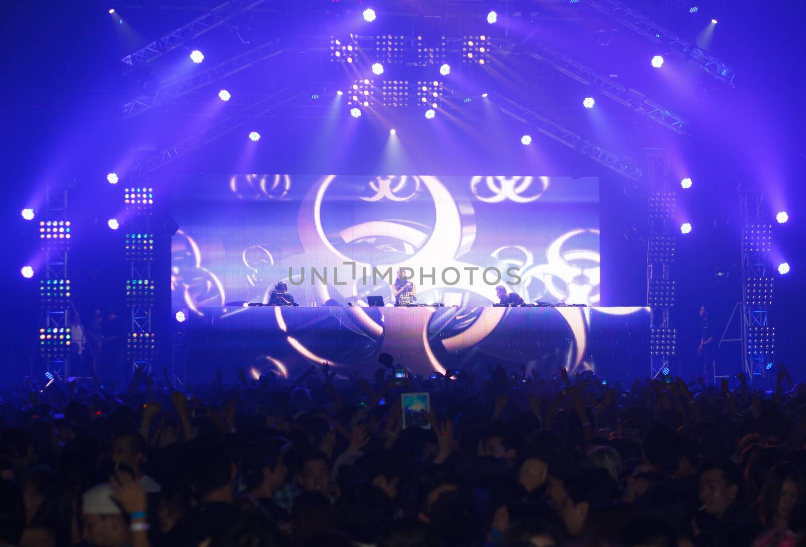 BANGKOK - DECEMBER 9 : STEVE AOKI  show at  808 FESTIVAL 2013, a super-charged international beat buffet that is set to rock the ears dancing feet of Bangkok, Thailand.