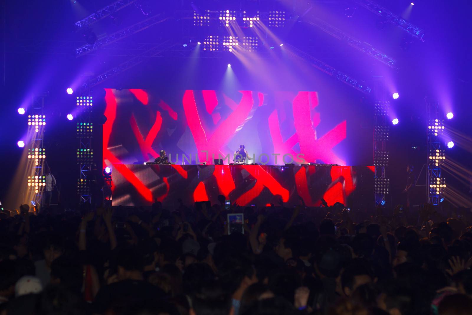 BANGKOK - DECEMBER 9 : STEVE AOKI  show at  808 FESTIVAL 2013, a super-charged international beat buffet that is set to rock the ears dancing feet of Bangkok, Thailand.