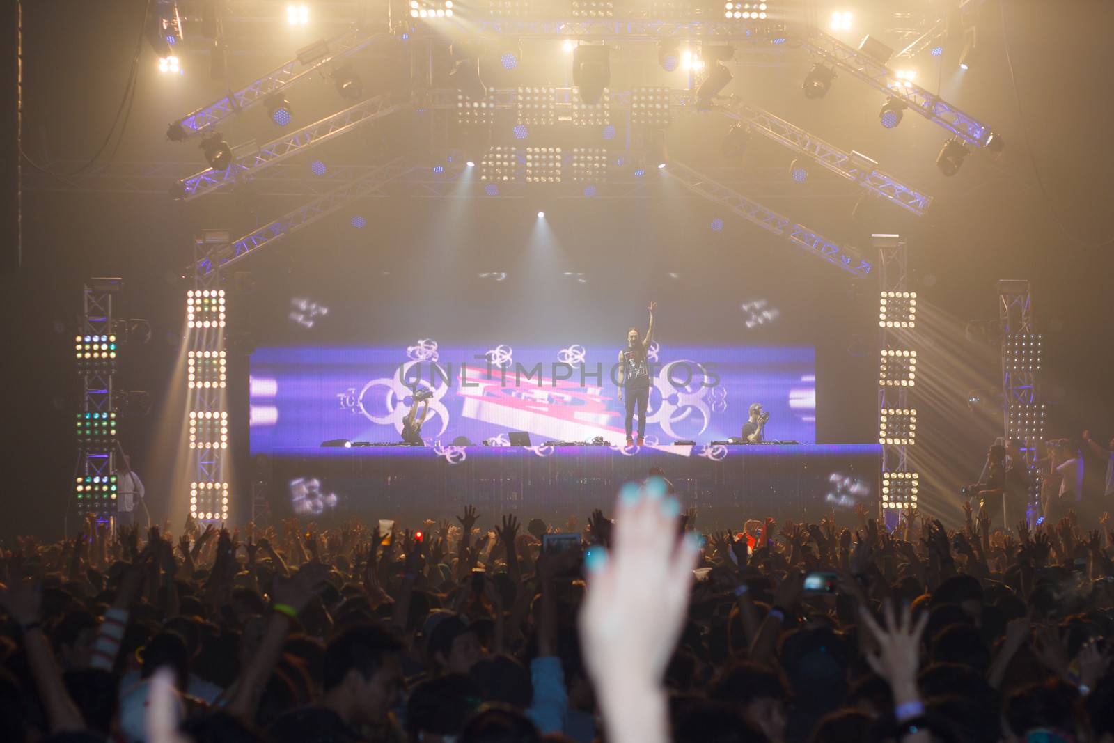 BANGKOK - DECEMBER 9 : STEVE AOKI  show at  808 FESTIVAL 2013, a super-charged international beat buffet that is set to rock the ears dancing feet of Bangkok, Thailand.