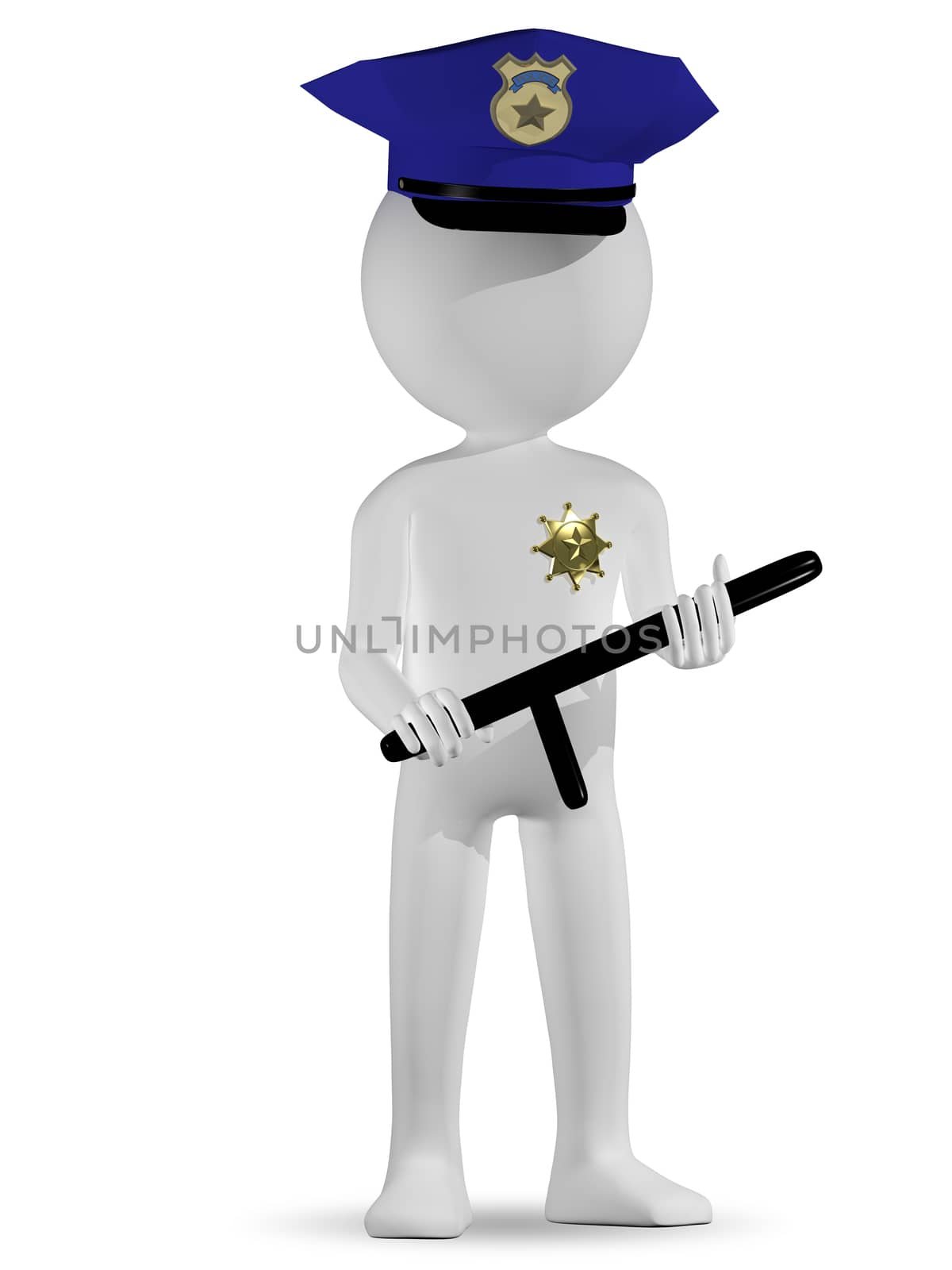 3d illustration of abstract white a policeman