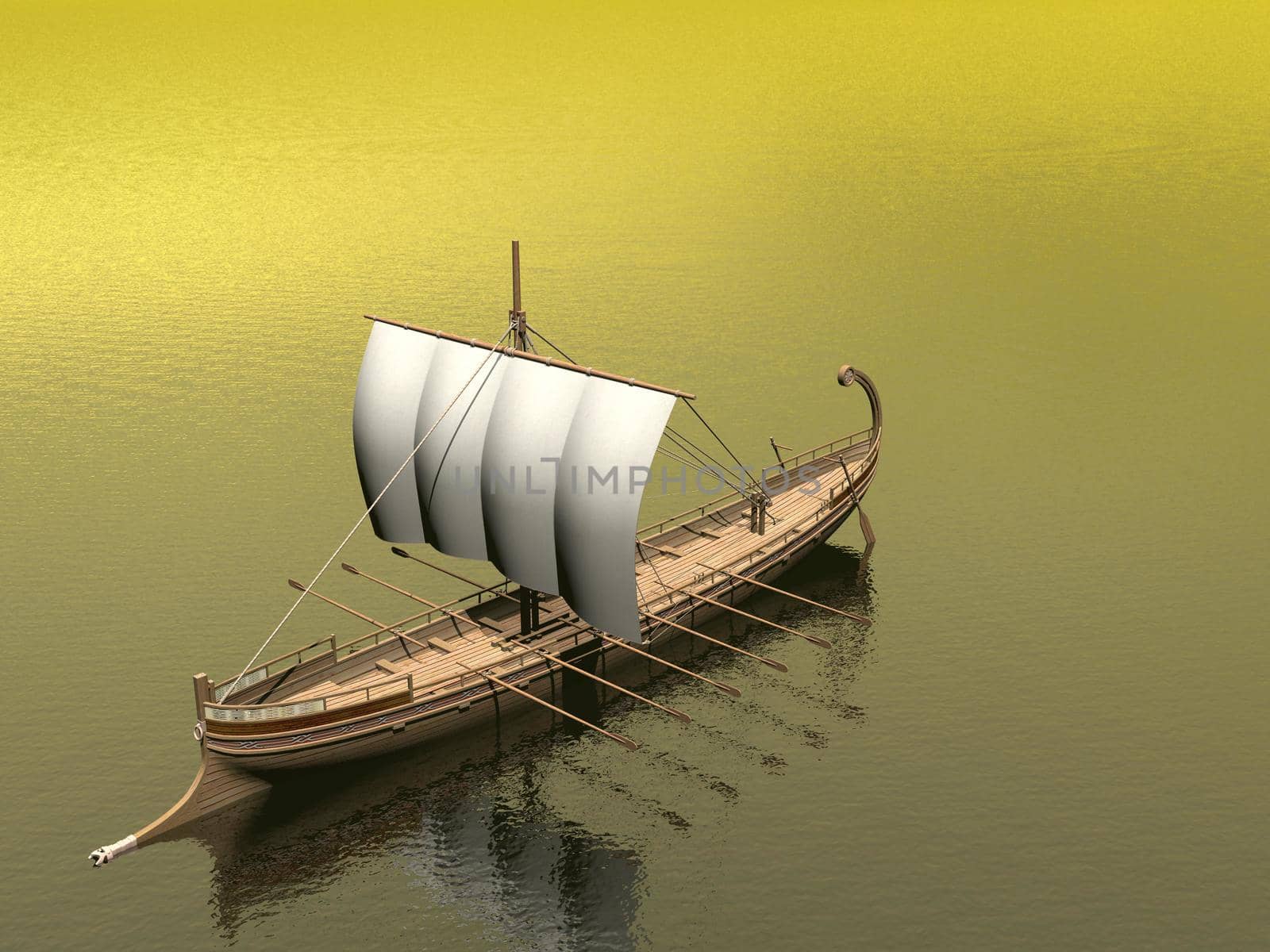 Old greek boat - 3D render by Elenaphotos21