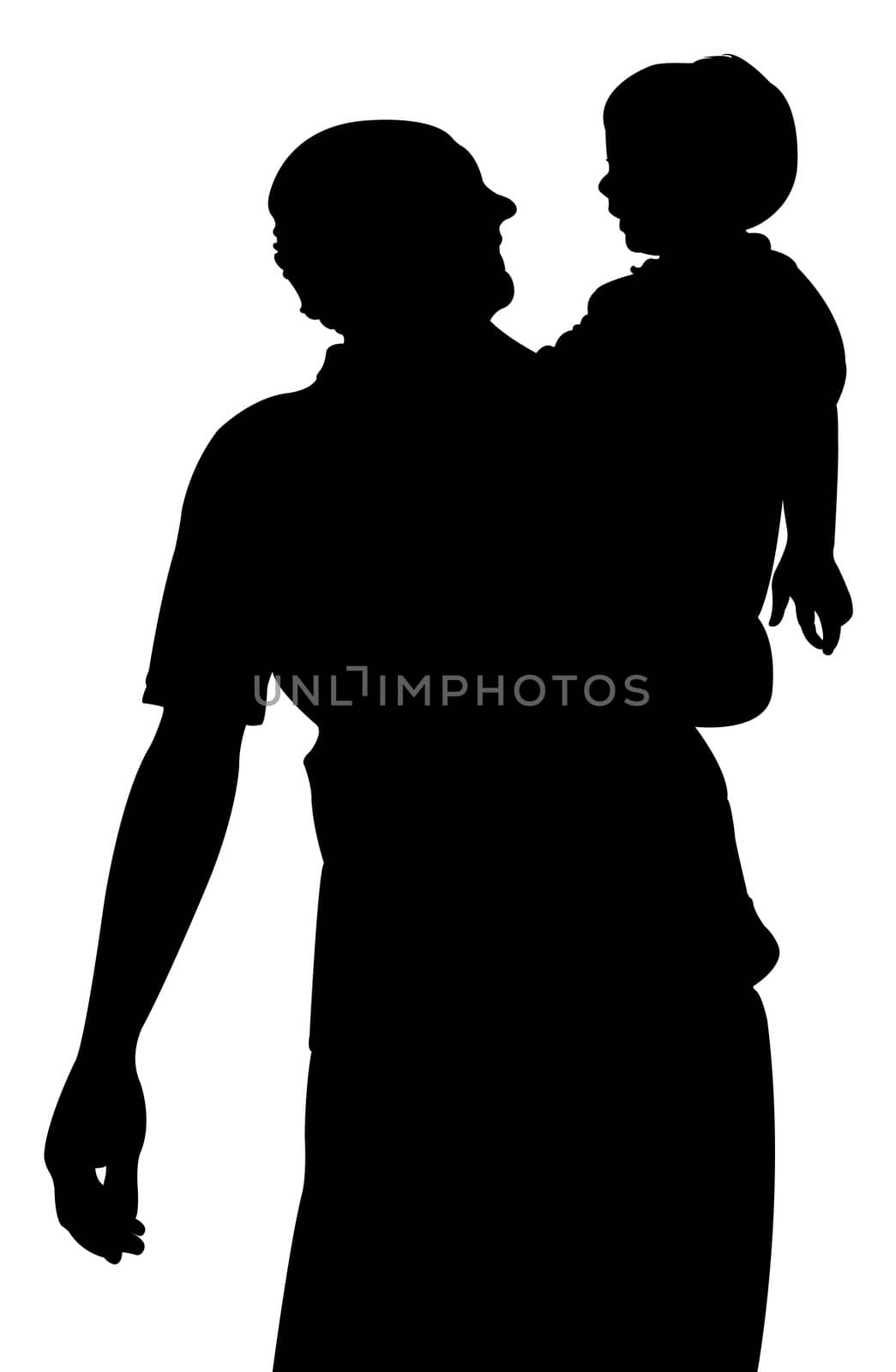 father and daughter together, silhouette vector