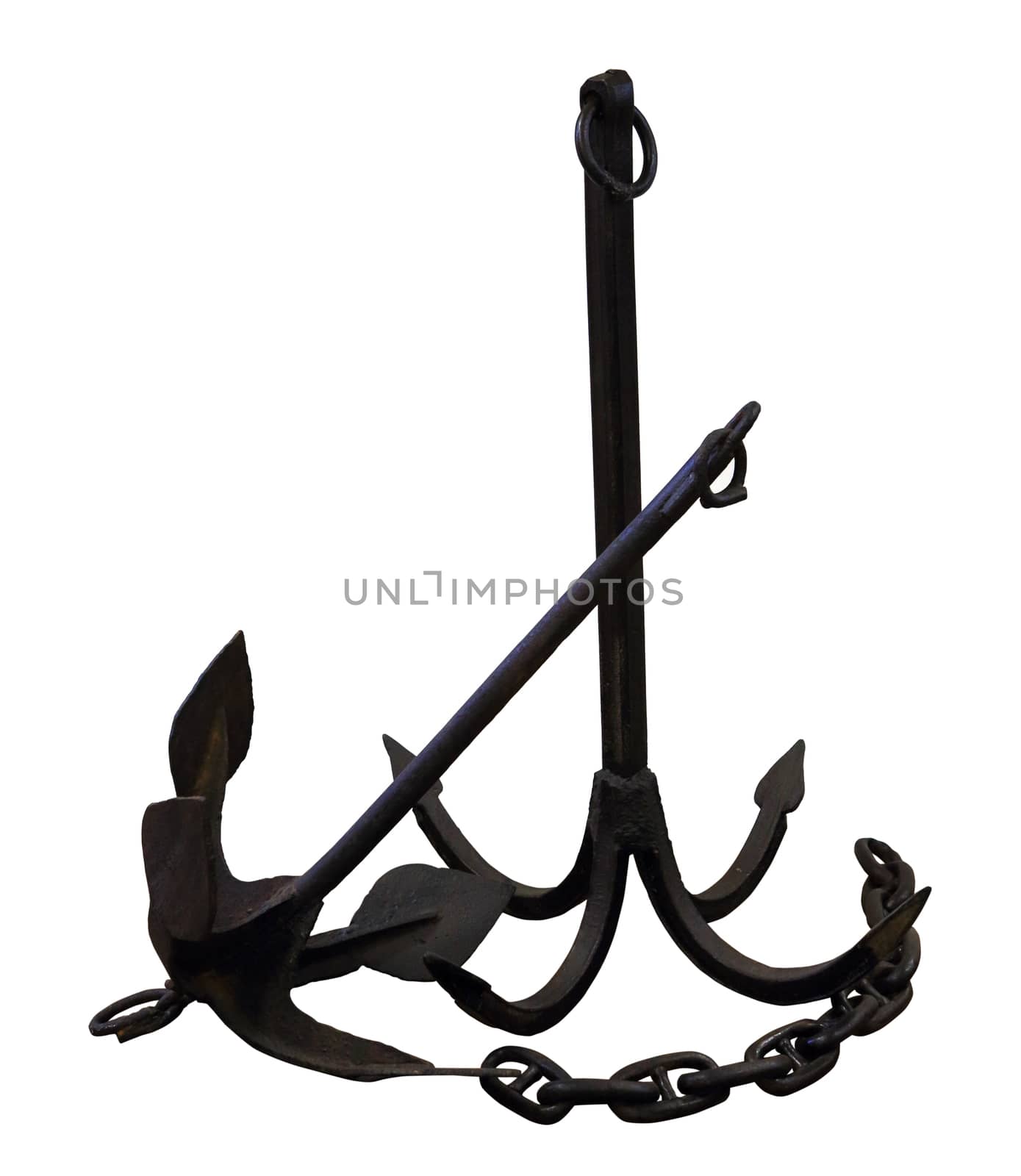 Old metal anchor on the white background, isolated