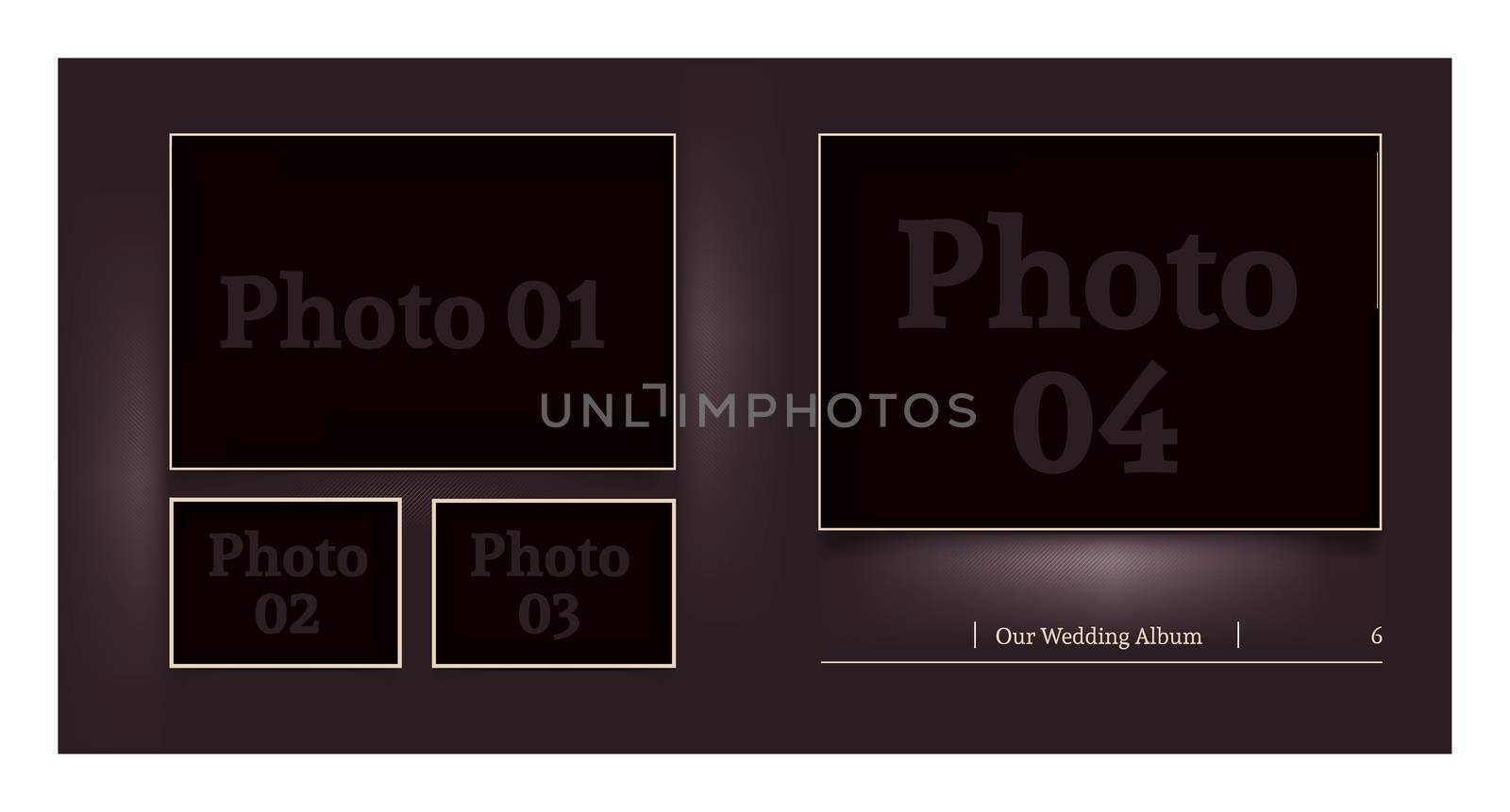 Wedding album design for the photographer. Put your photos into frames.