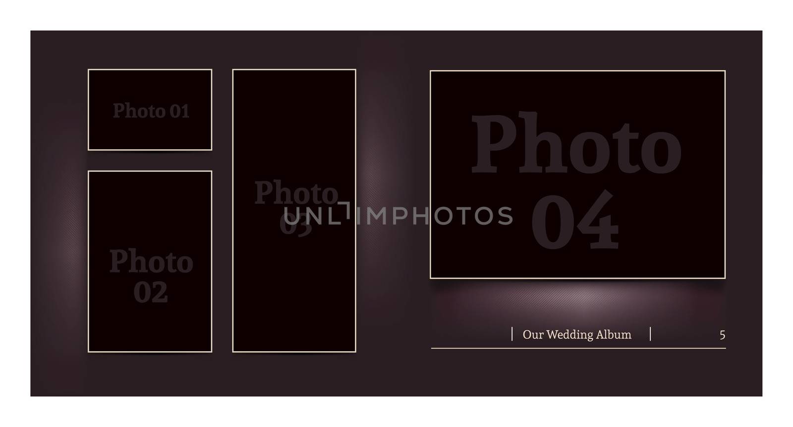 Wedding album design for the photographer. Put your photos into frames.