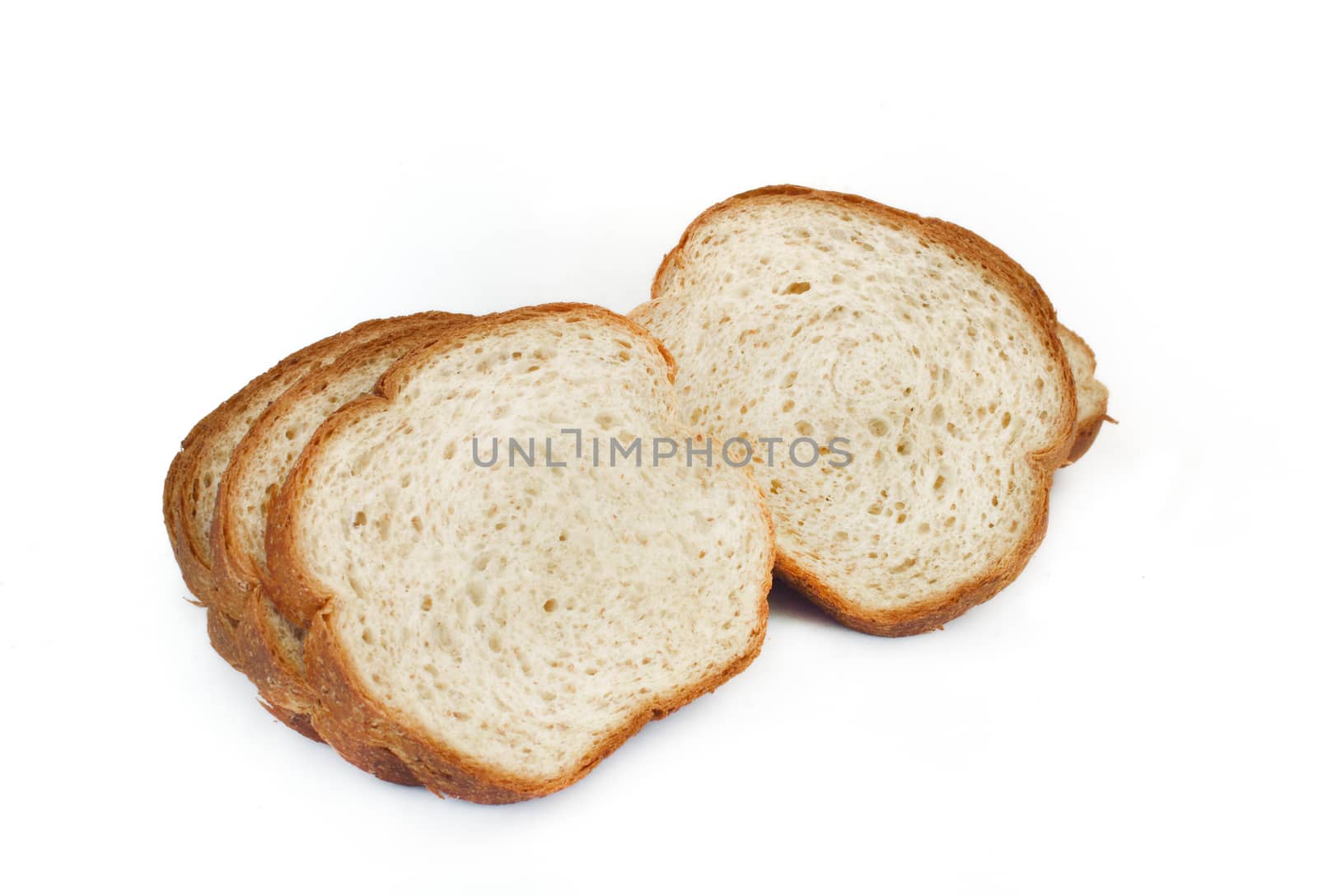 sliced whole wheat bread isolated on white background