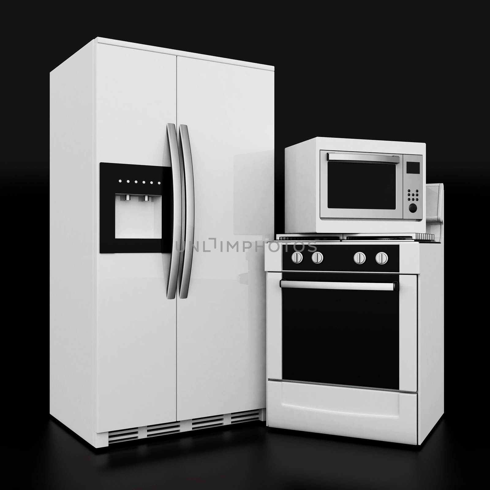 picture of household appliances on a black background