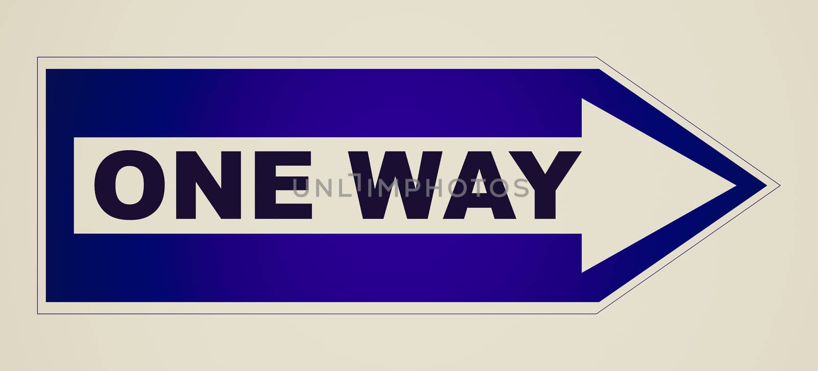 Retro looking One way traffic sign isolated