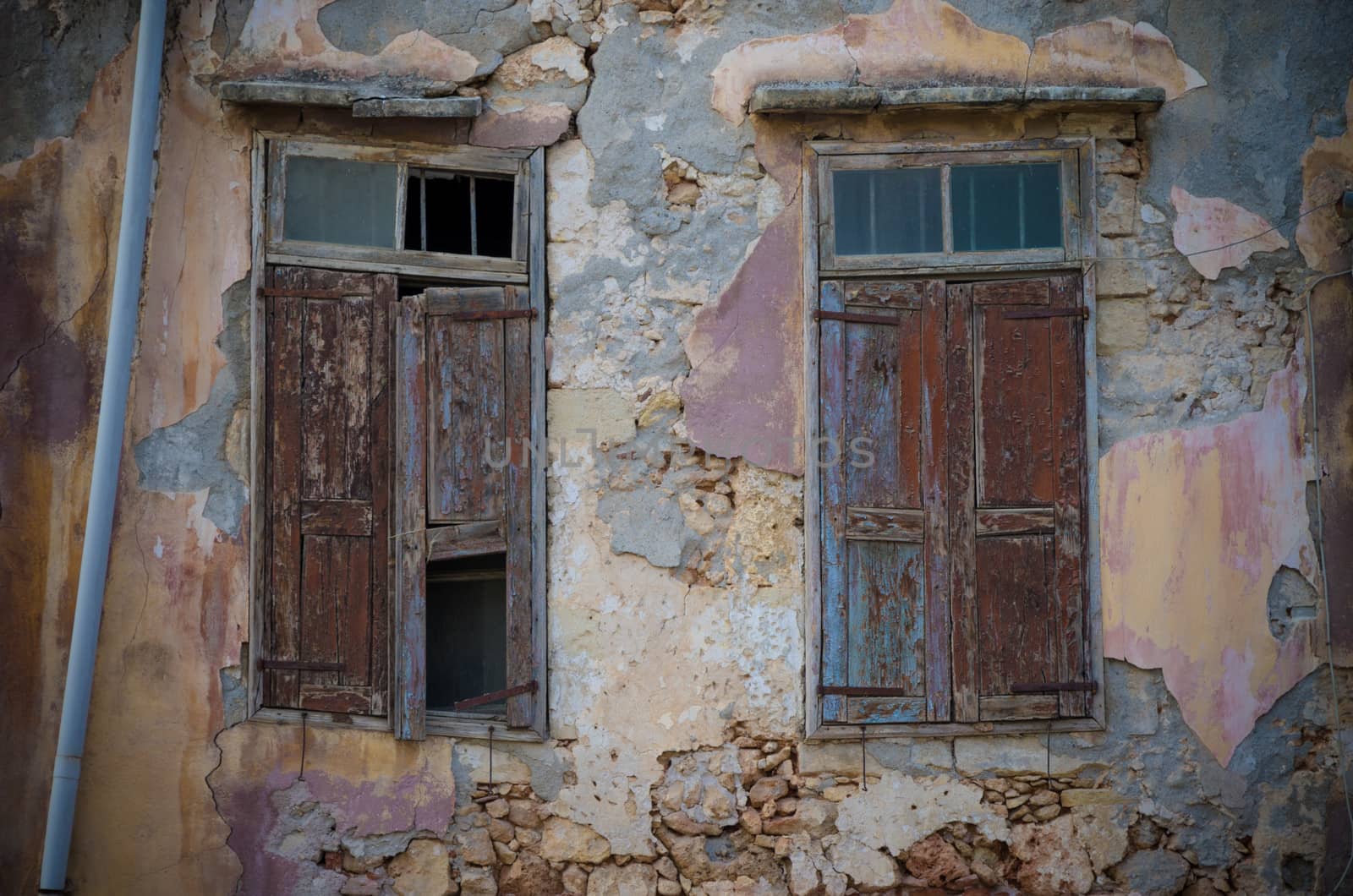 Two old windows injuried by aging