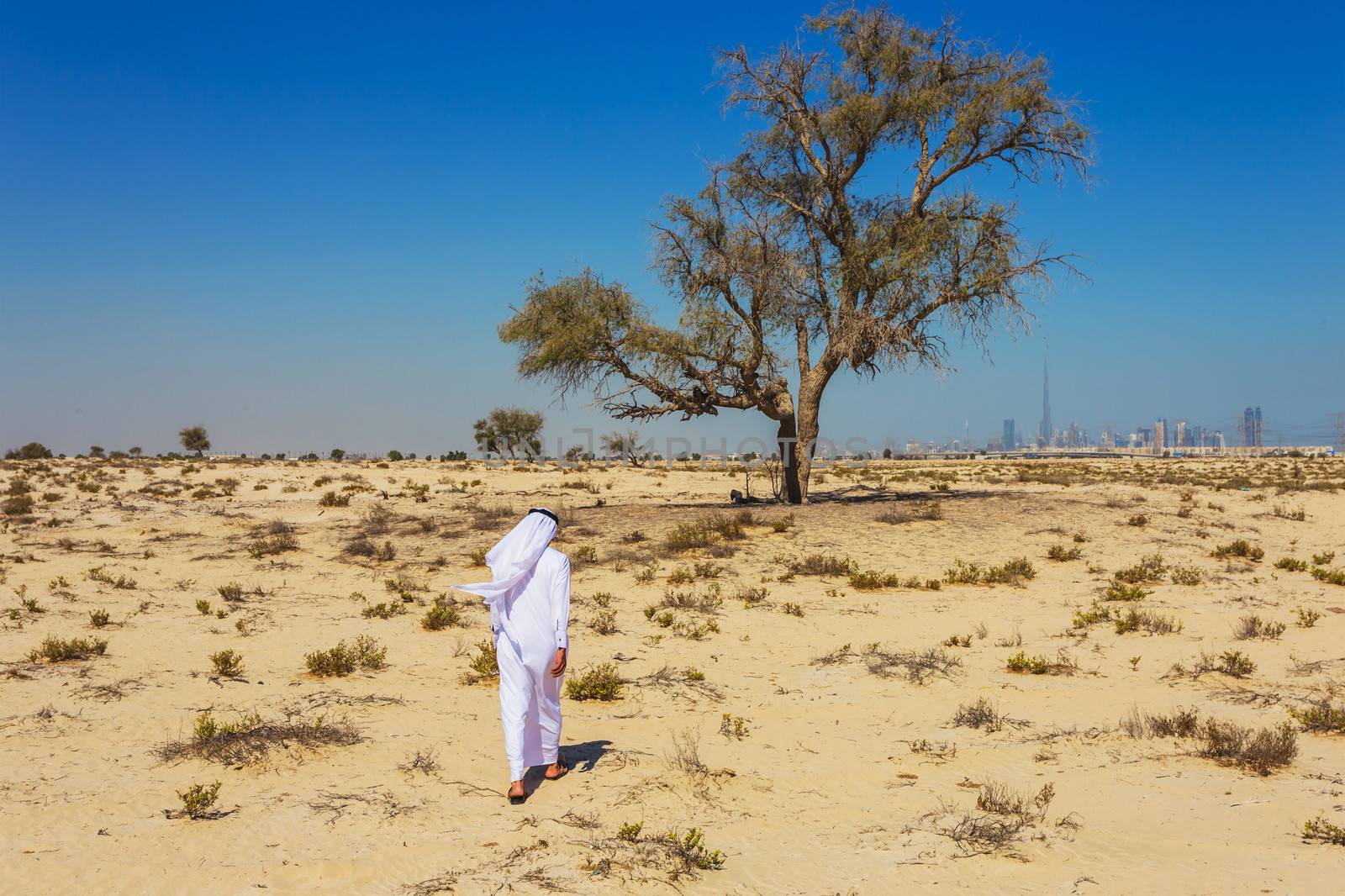 Arab in the Arabian desert on a hot sunny day
