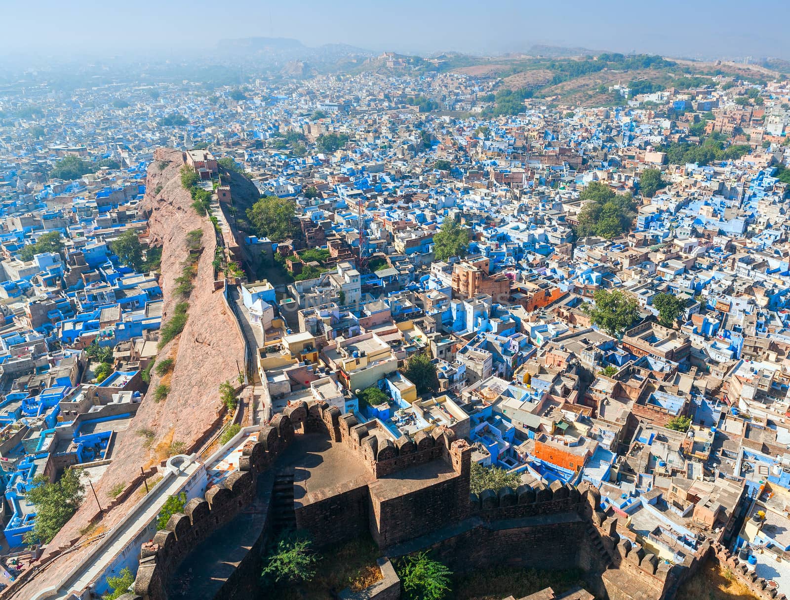  Jodhpur, the Blue City. View from Mehrangarh Fort. Rajasthan, India, Asia
