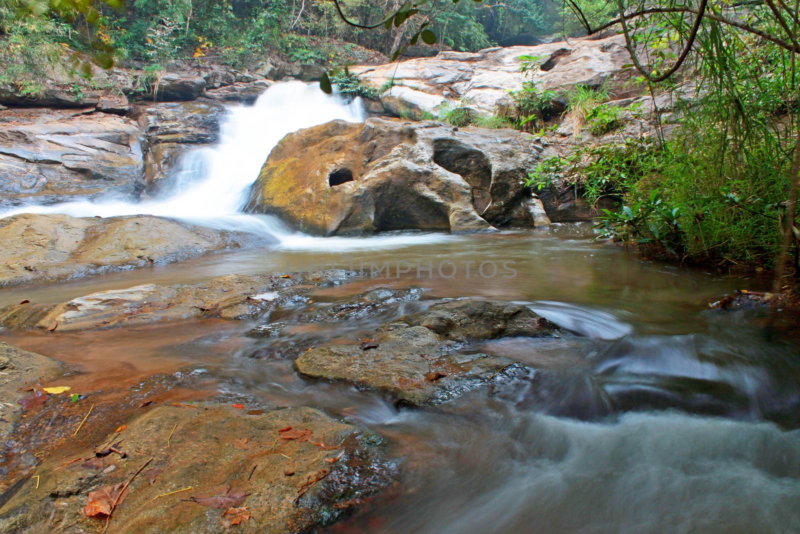 Waterfall in The forest at Chiang Mai , Thailand