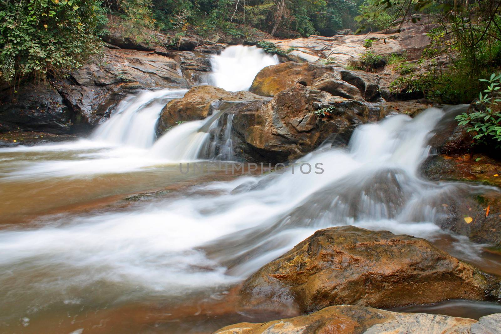 Waterfall in The forest at Chiang Mai , Thailand