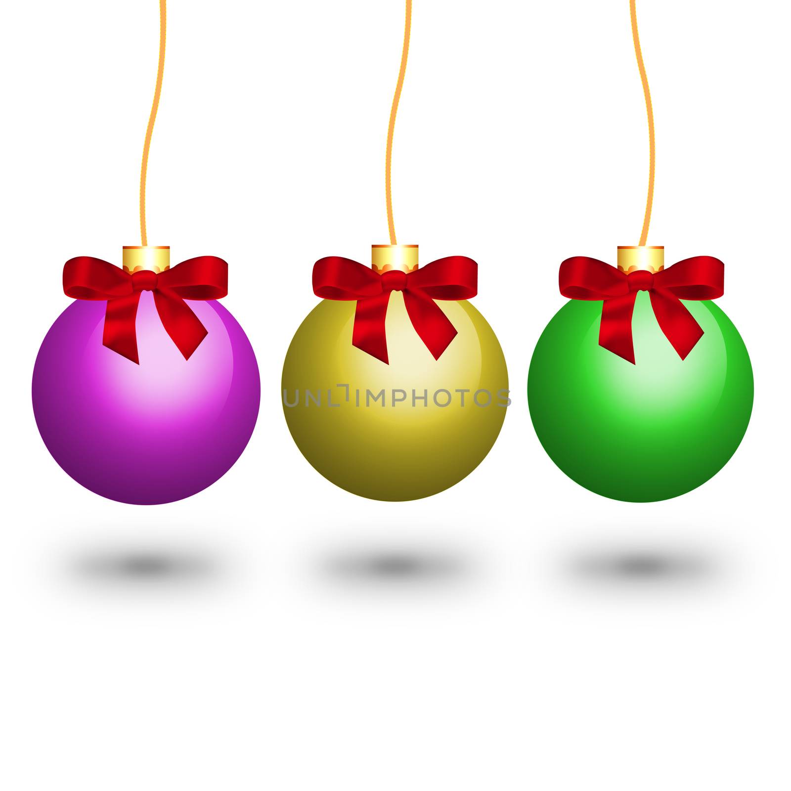 Multicolour christmas balls isolated on white background