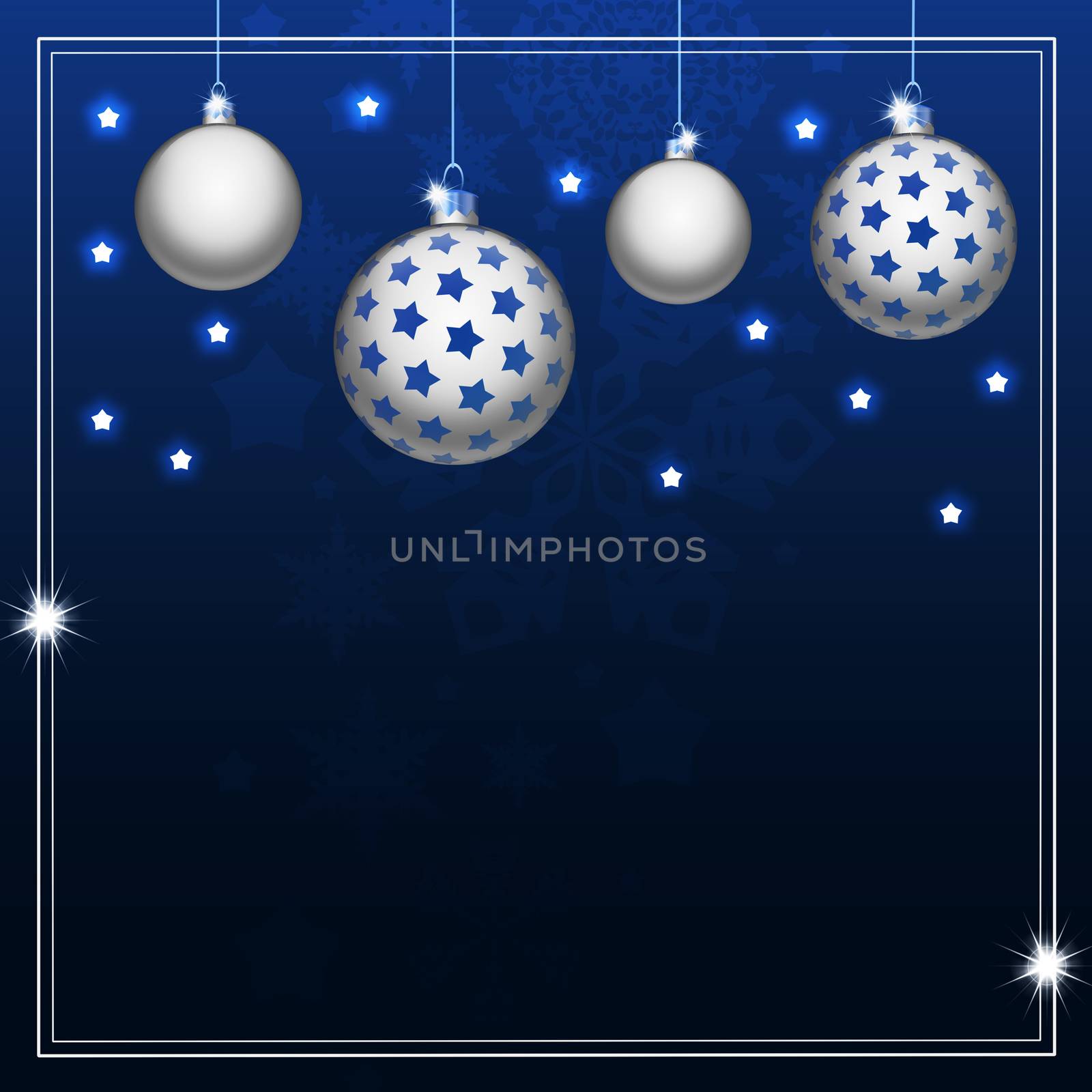 Christmas balls on blue background by cherezoff