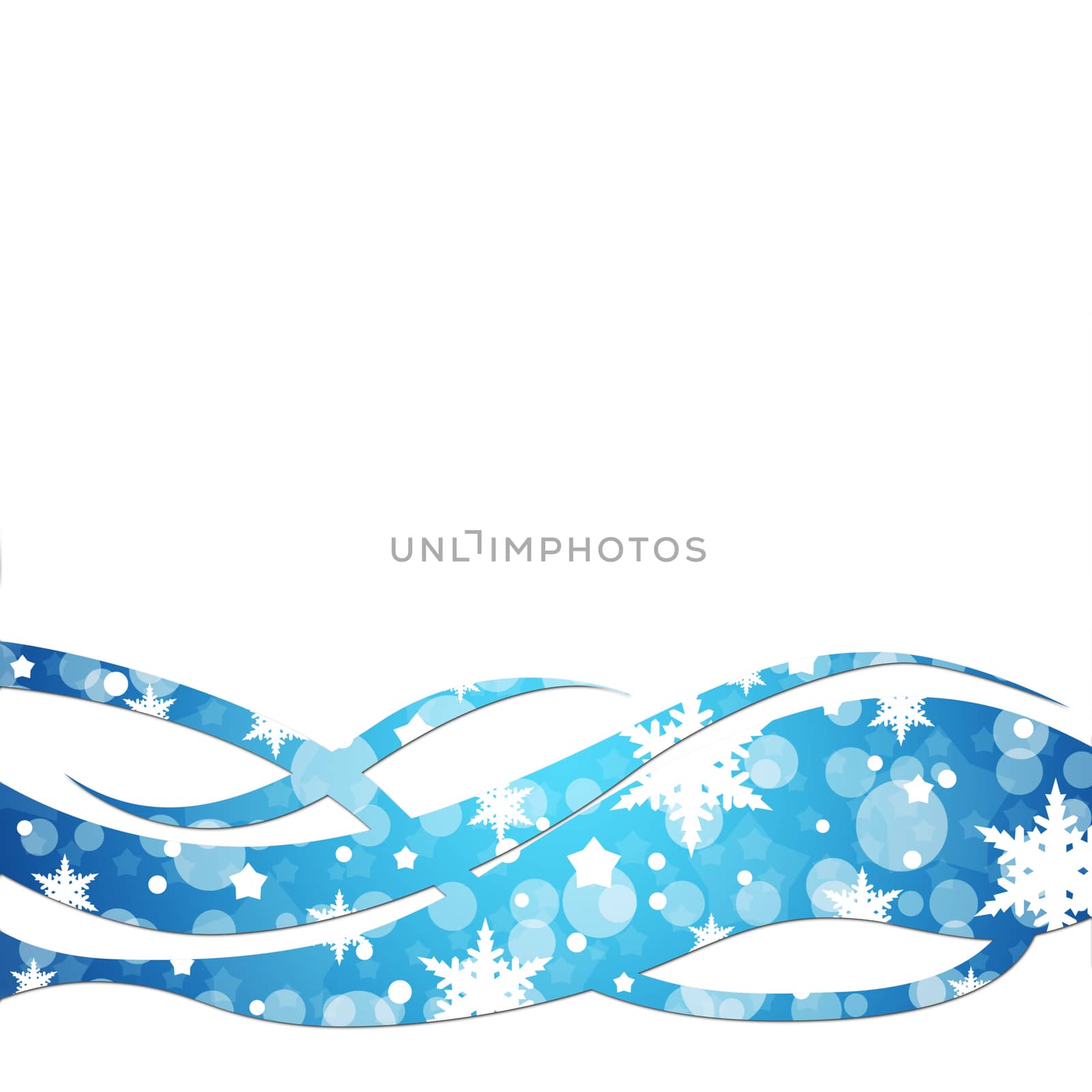 Christmas decoration. Abstract snowflakes stream. blue background