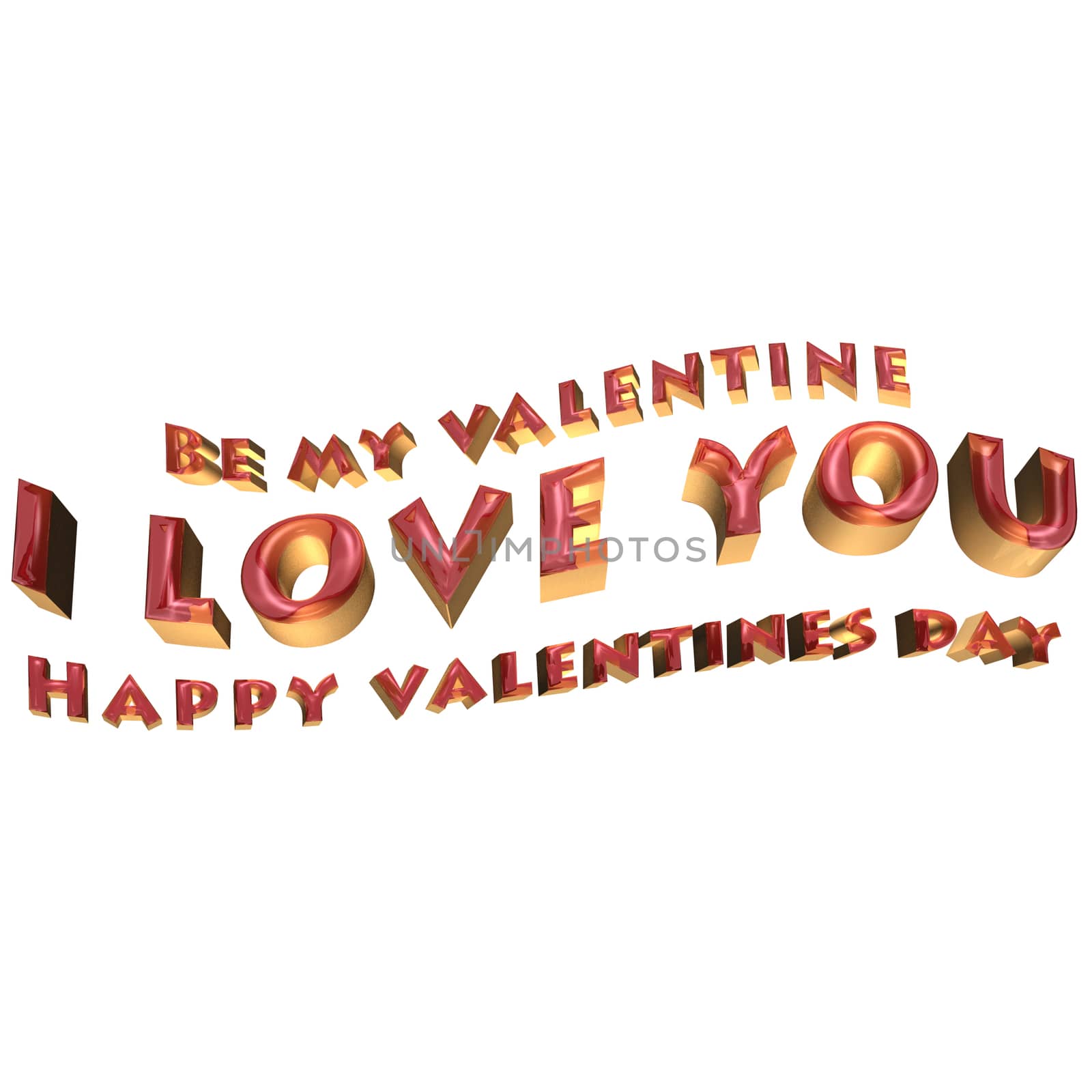 Glossy red three-dimensional inscription I LOVE YOU