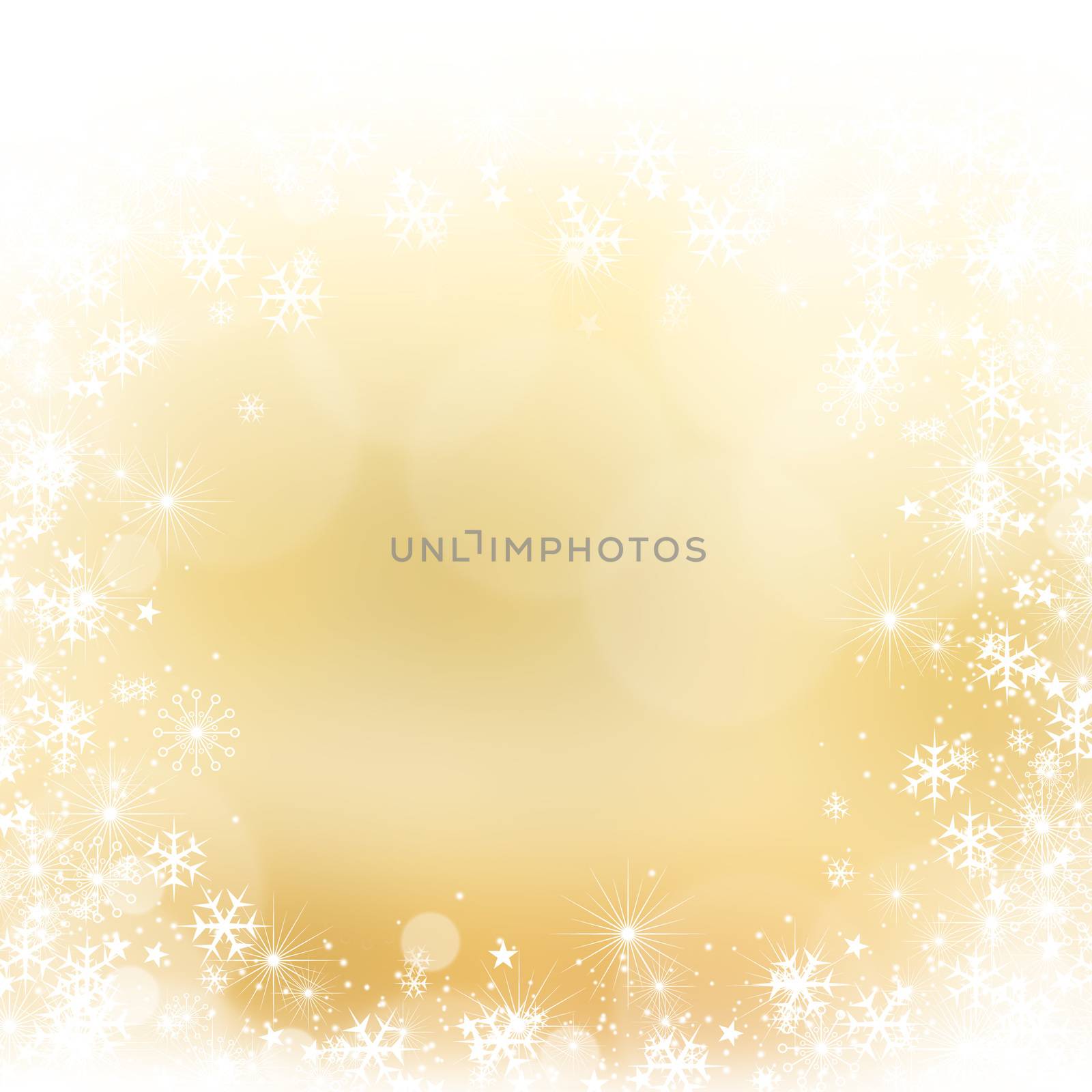 Golden shiny stars and snowflakes christmas background