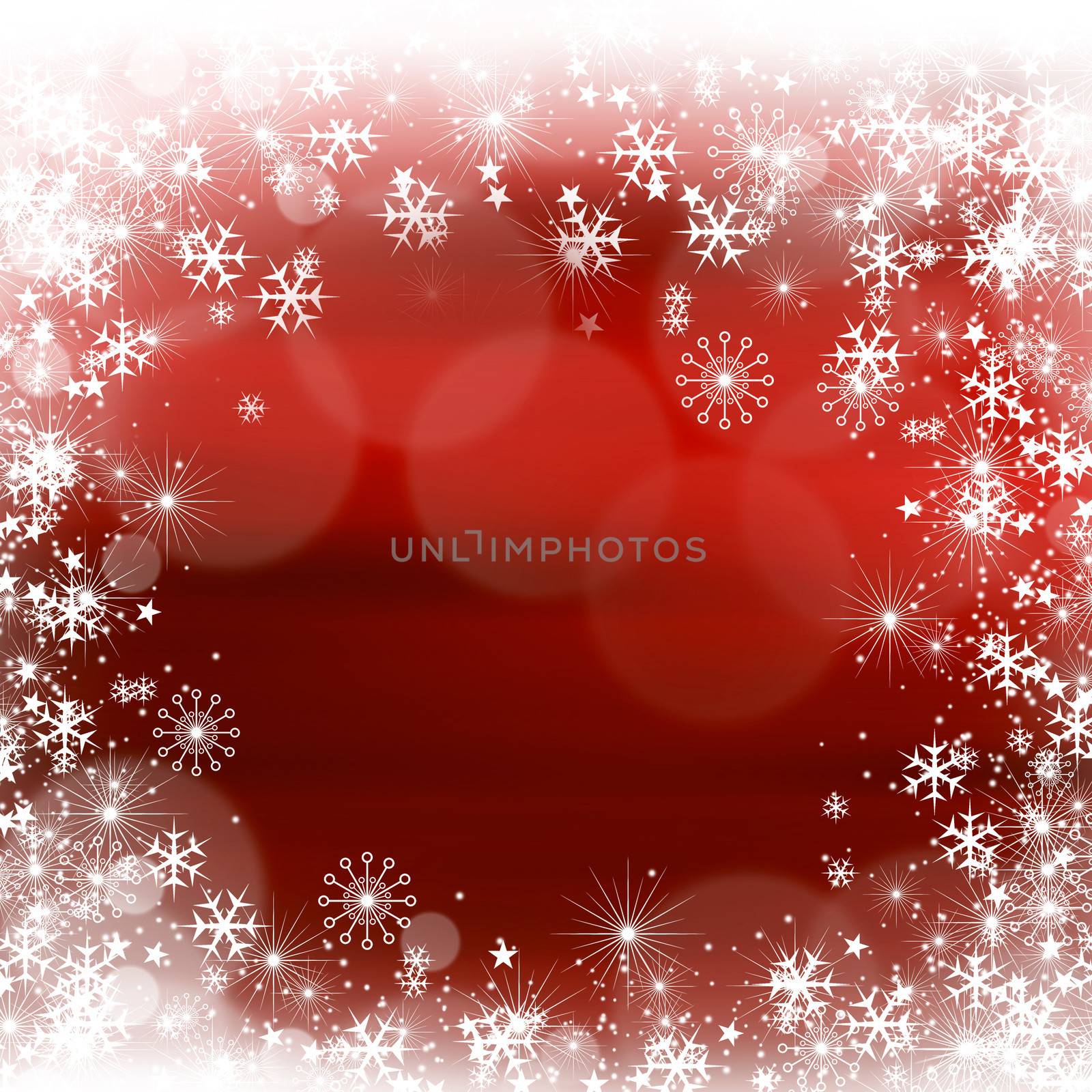 Red shiny stars and snowflakes christmas background