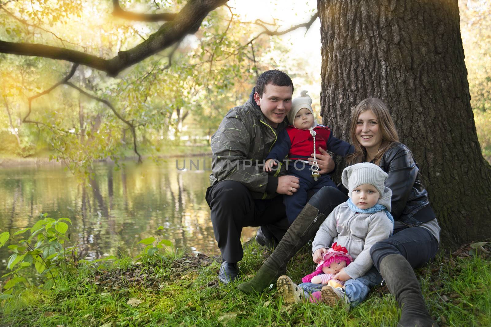 Family walk in the park