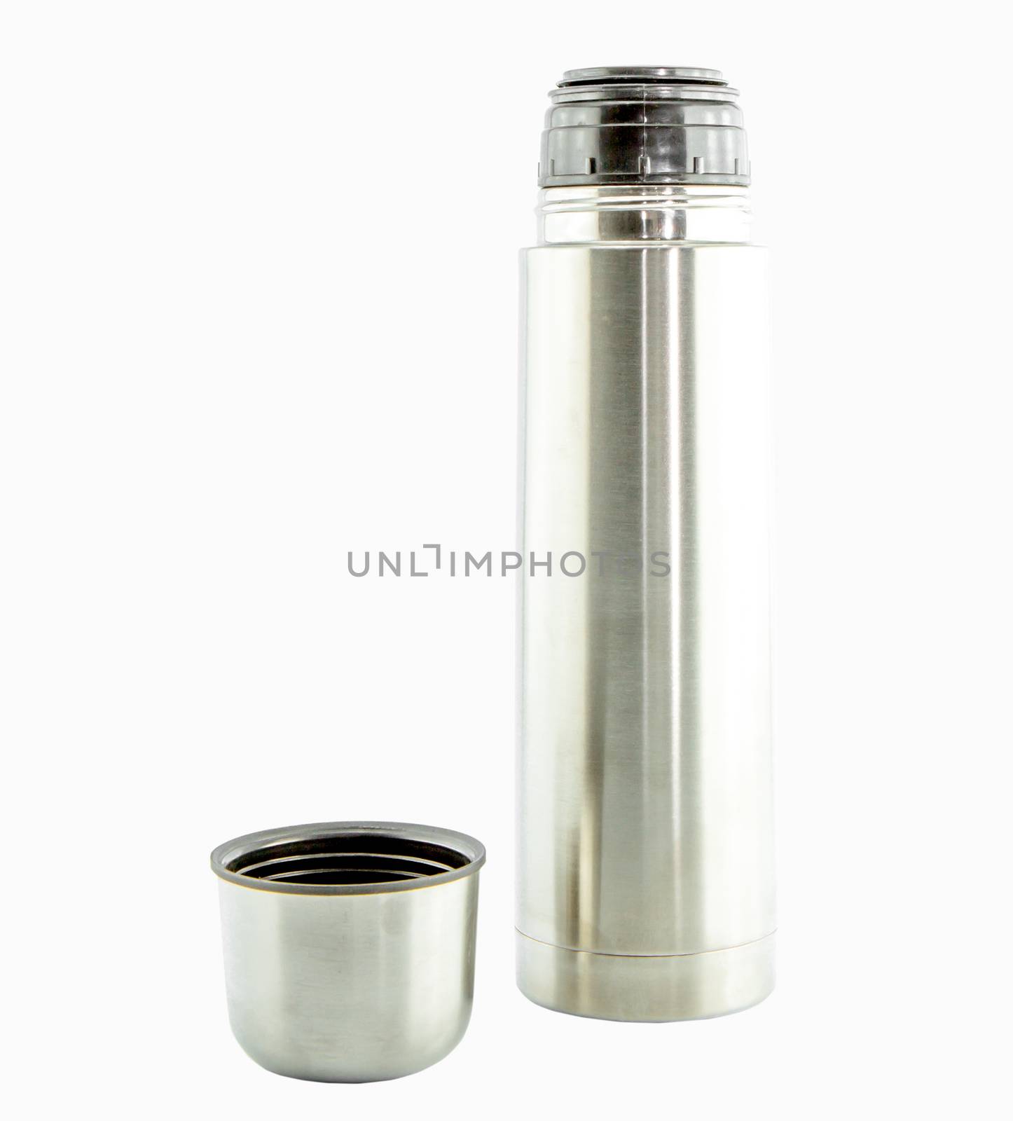 Metal Thermo flask isolate on white background