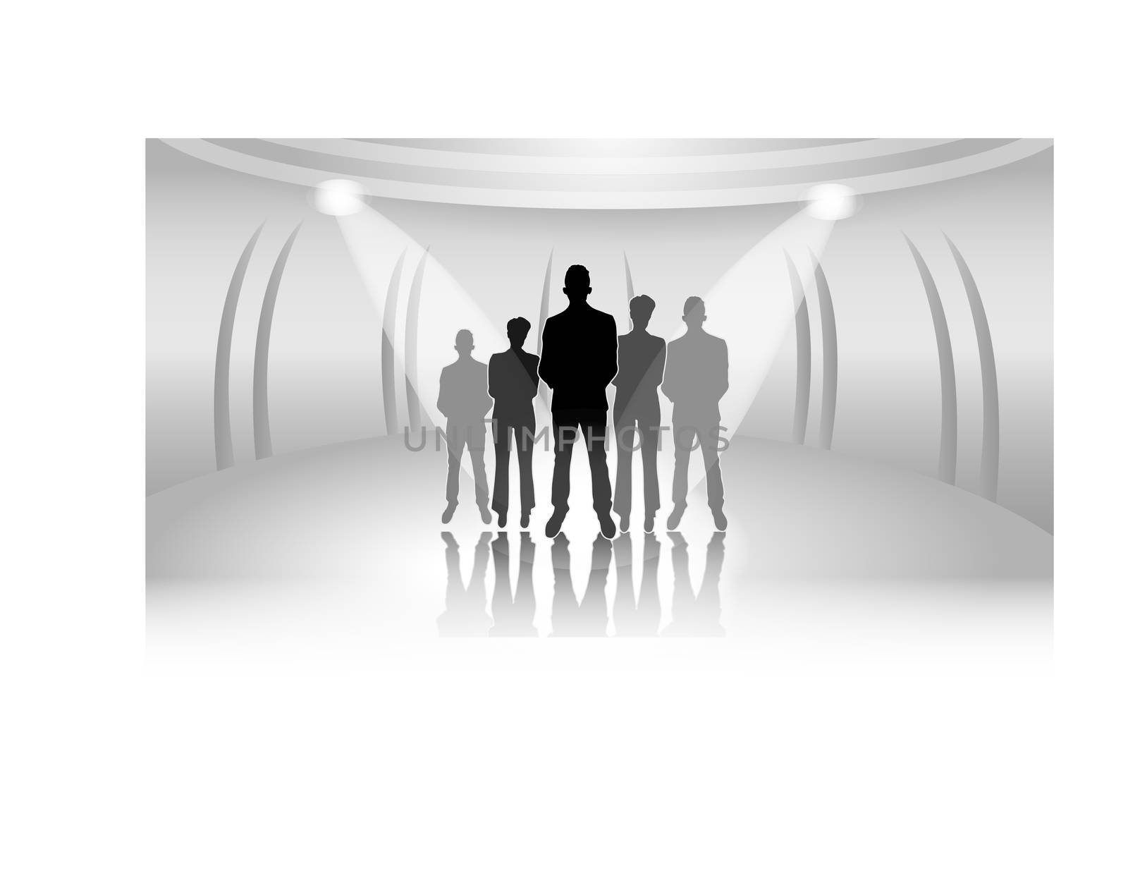 Illustration of business people with clear lights