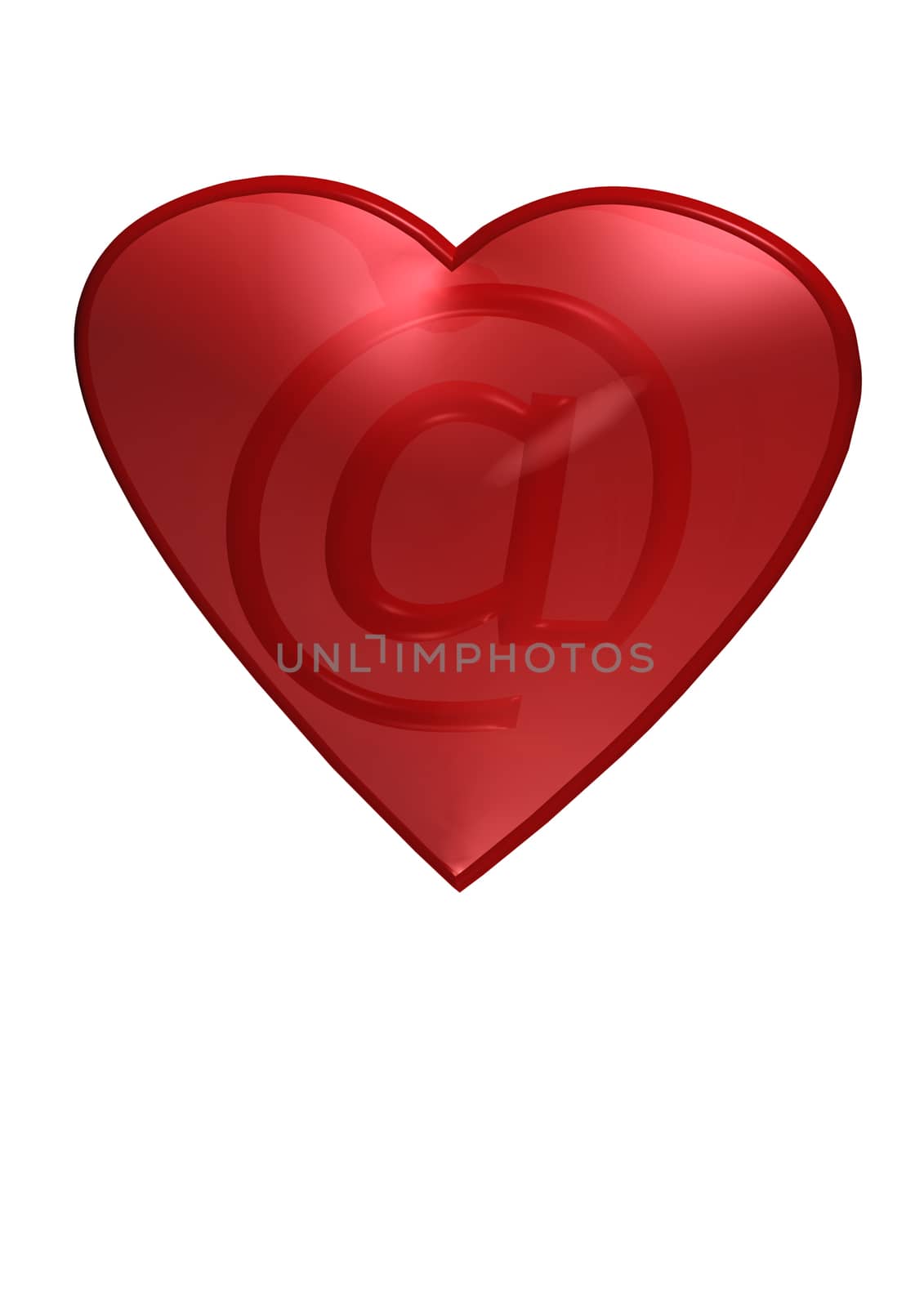 Red heart isolated on white. Three dimensional render.