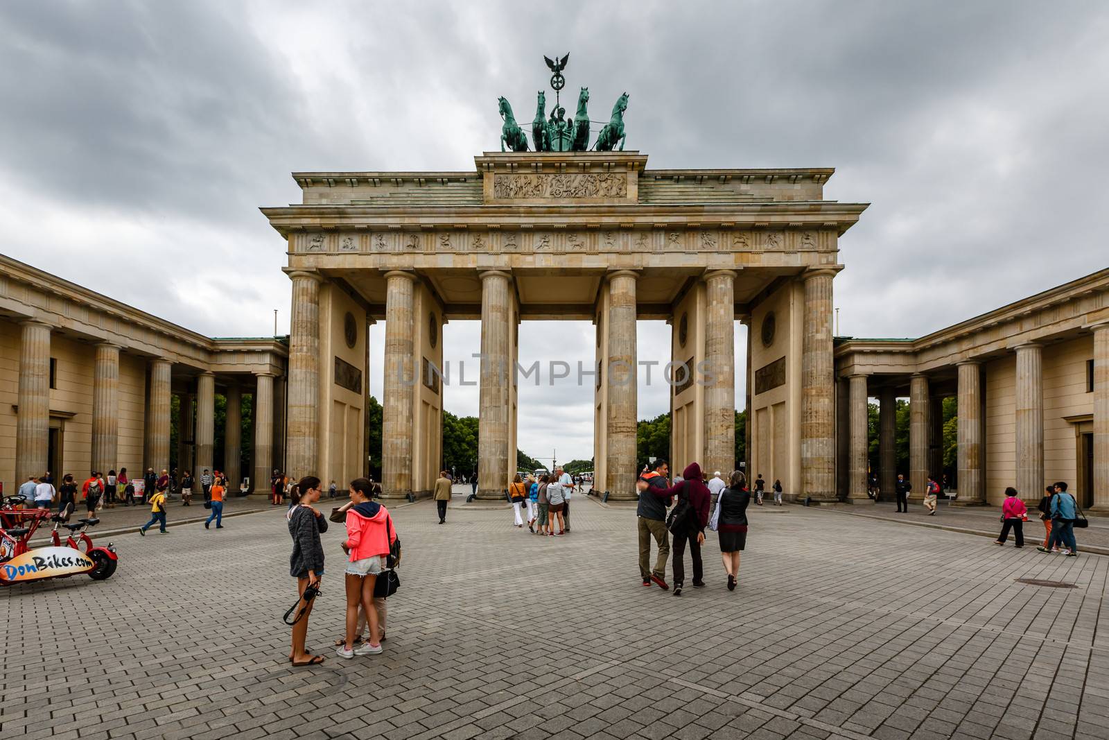 BERLIN, GERMANY - AUGUST 11: The Brandenburger Tor (Brandenburg Gate) is the ancient gateway to Berlin on August 11, 2013. It was rebuilt in the late 18th century as a neoclassical triumphal arch.