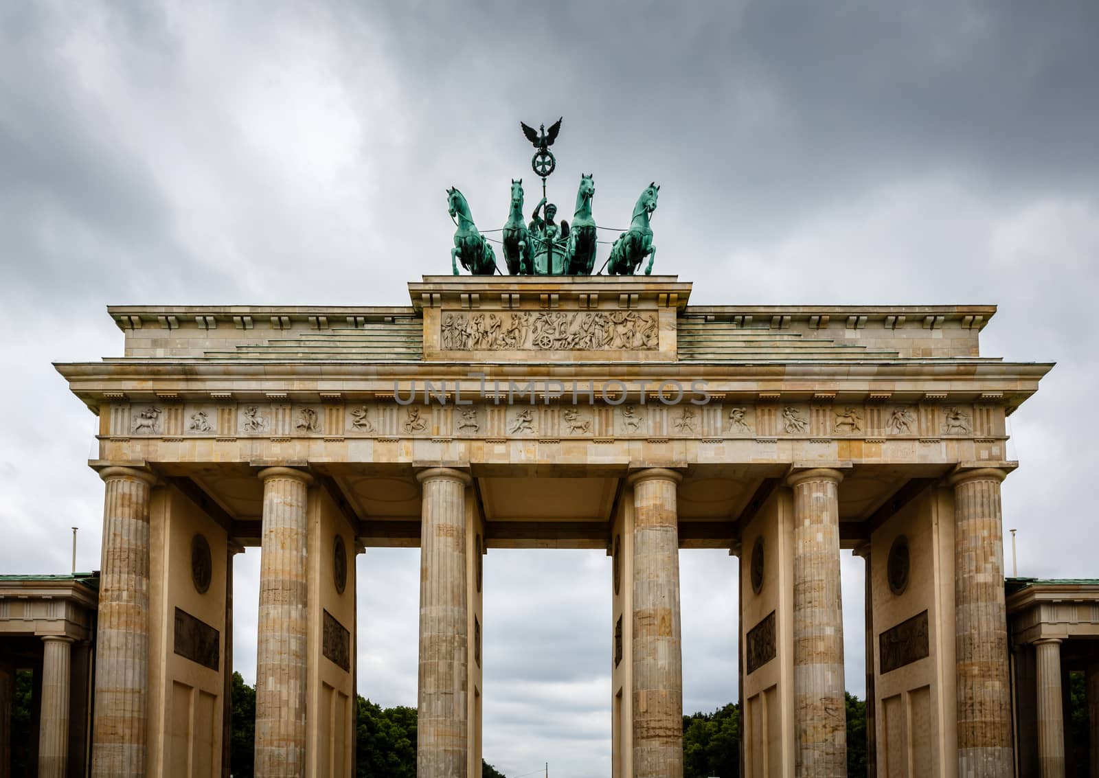 Quadriga on Top of the Brandenburger Tor (Brandenburg Gate) in Berlin, Germany