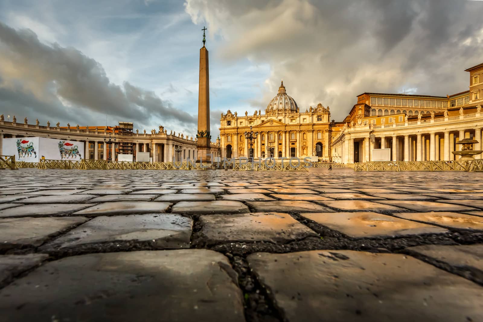 Saint Peter Square and Saint Peter Basilica in the Morning, Vatican City, Rome, Italy