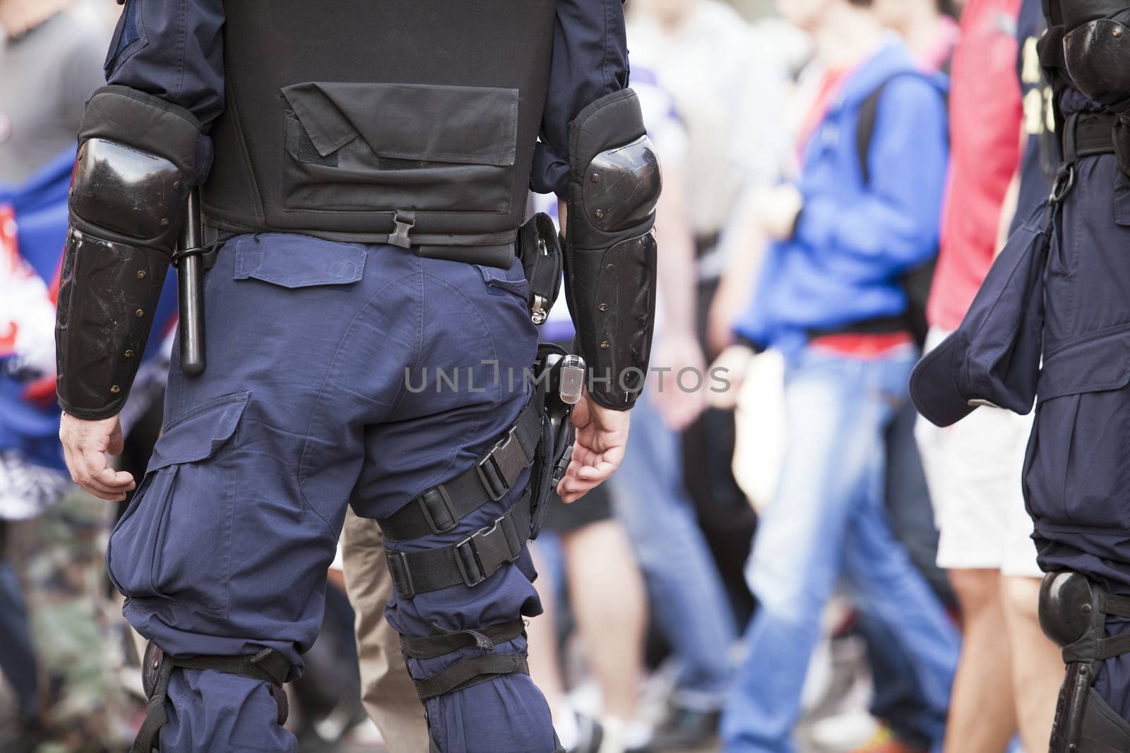 Police officer with gear on duty